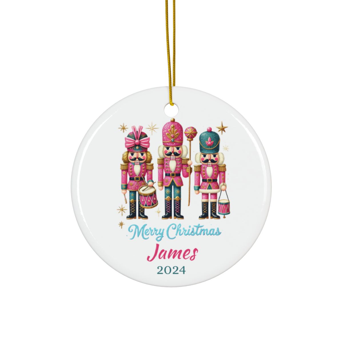 Glitter Nutcracker Ornament, Christmas Tree Decoration, Custom Ceramic Gift, Personalized Holiday Keepsake, Nutcracker Ballet Decor