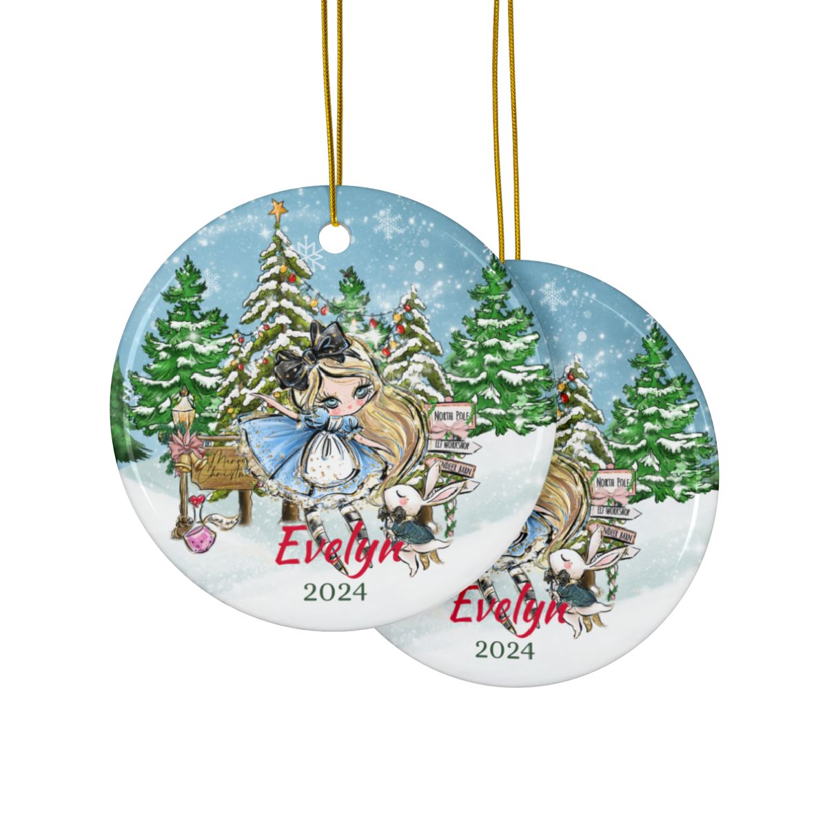 Personalized Christmas Ornament, Custom Ceramic Decoration, Holiday Keepsake, Unique Gift, Double-Sided Print