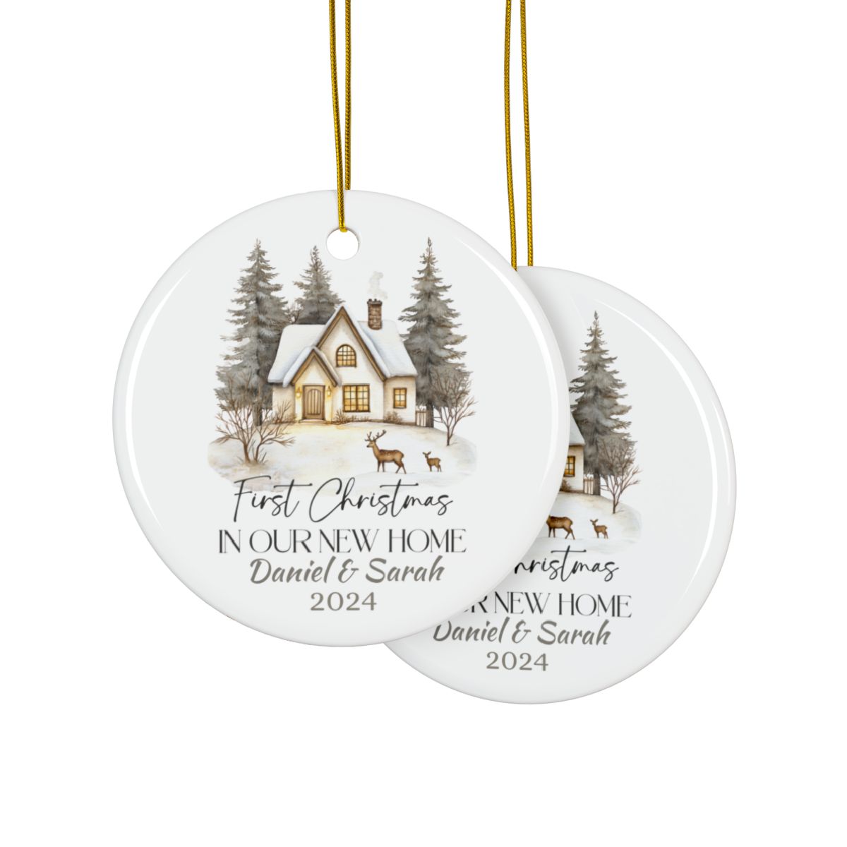 First Christmas New Home Ornament, Personalized Ceramic Ornament, Holiday Decor Gift, New Homeowner Gift, Custom Housewarming Keepsake