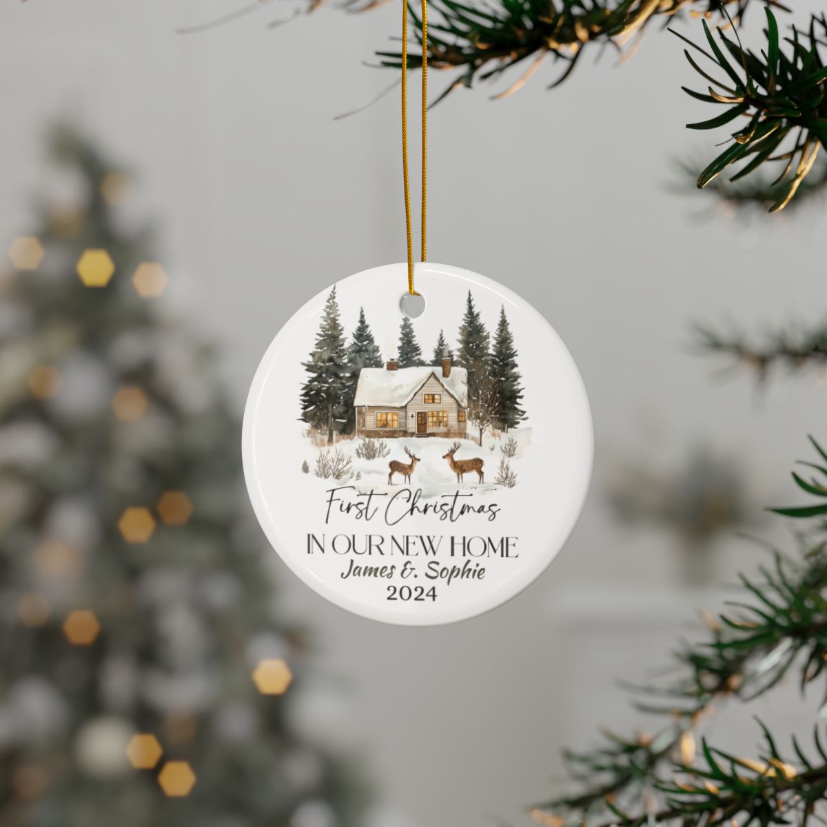 First Home Christmas Ornament, Personalized Ceramic Keepsake, New Home Gift, Holiday Decor, Family Christmas Gift, Unique Ornament