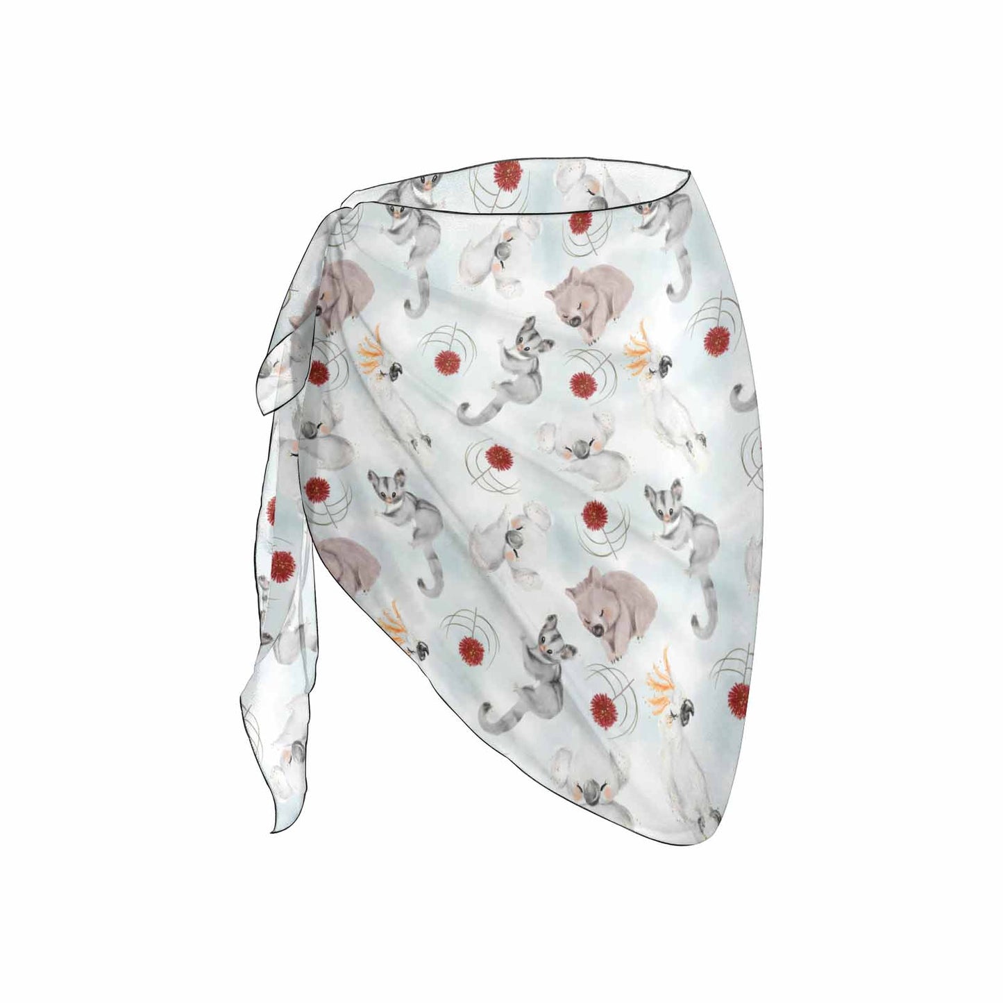 Australian Animals Koala Wombat Sugar Glider Cockatoo Women's Beach Sarong Wrap