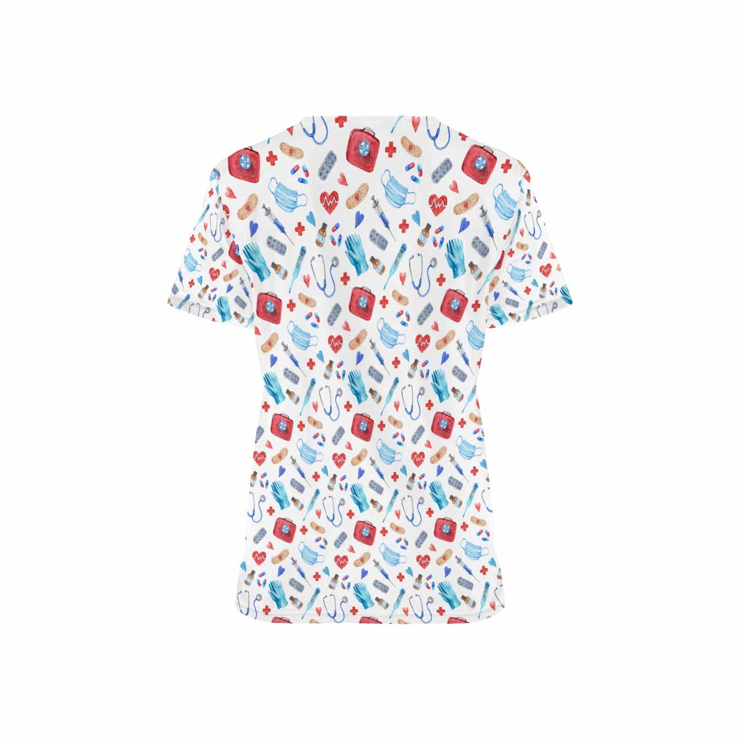 Nurse Women's V Neck Scrub Top Nurse Uniform with Deep Front Pockets