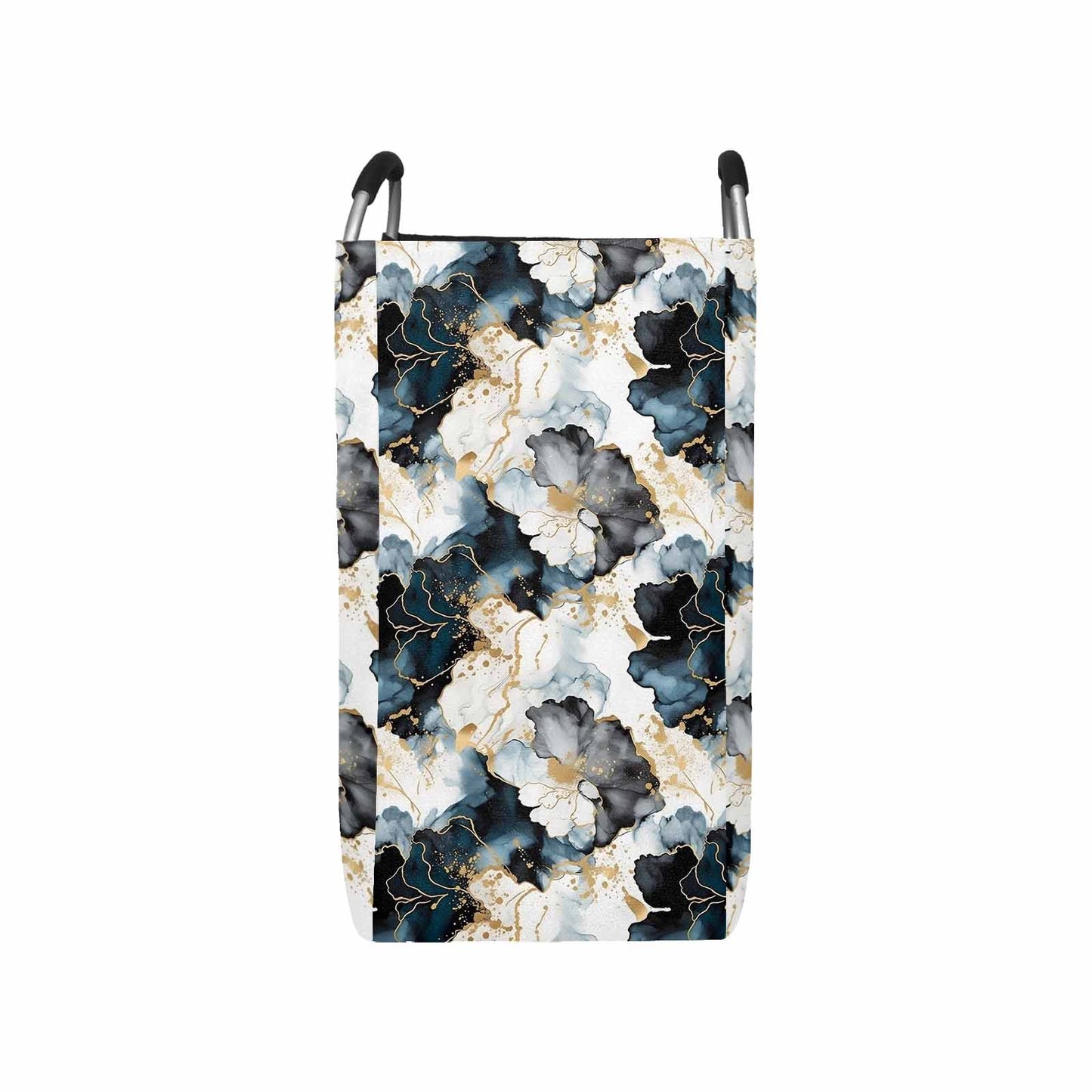 Black Ink Floral Square Laundry Basket