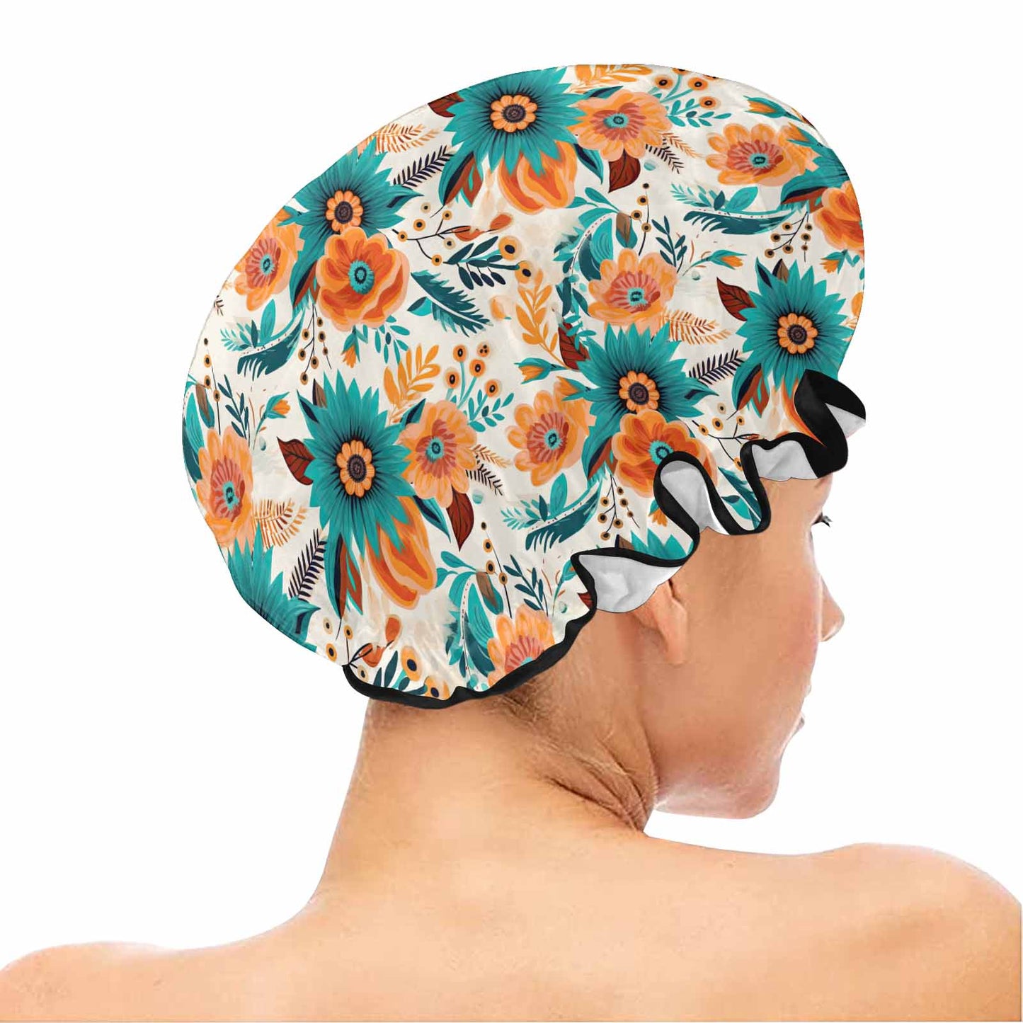 Boho Retro Floral Shower Cap