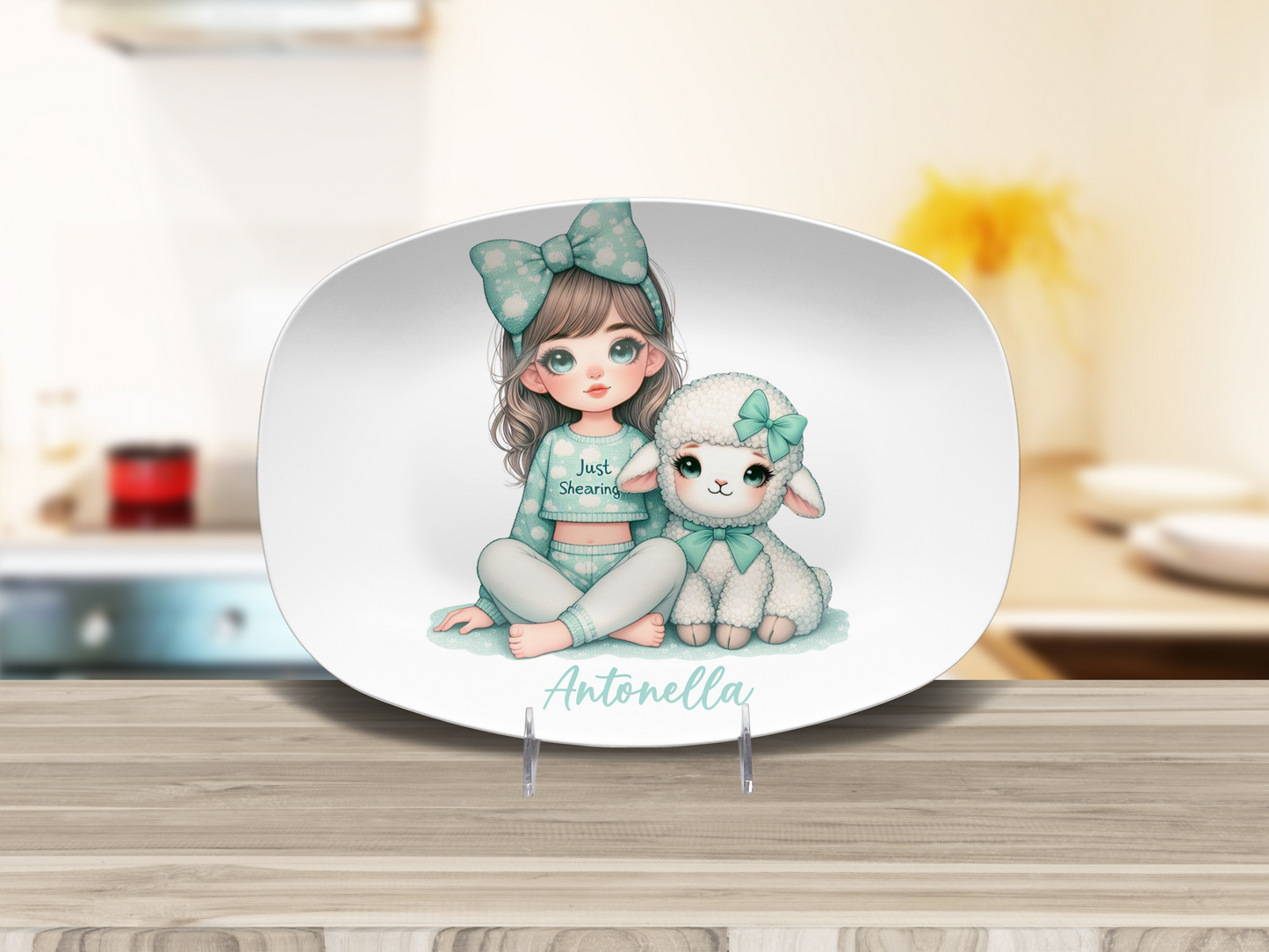 Personalized Girl and Horse Plate, Custom Name Plate Decor, Horse Lover Gift for Kids, Microwave Safe Gift, Unique Child Gift