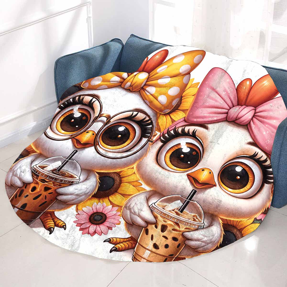 Chickens_Awd35181 Circular Micro Fleece Blanket 60"