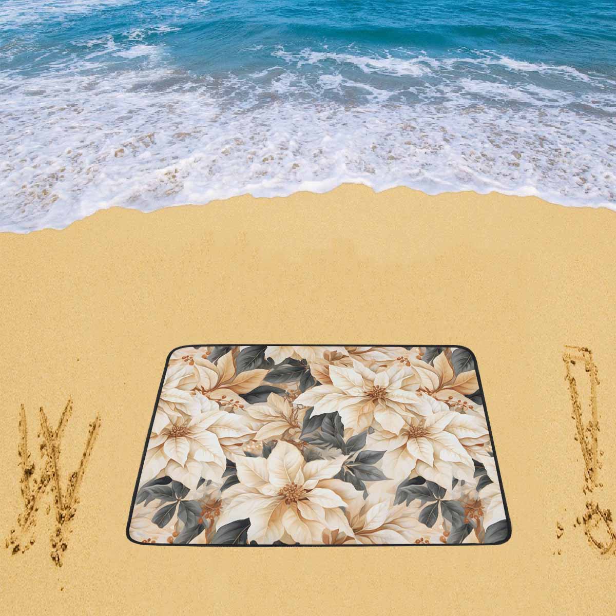 Cream Poinsettia2 Beach Mats 78"x 60"