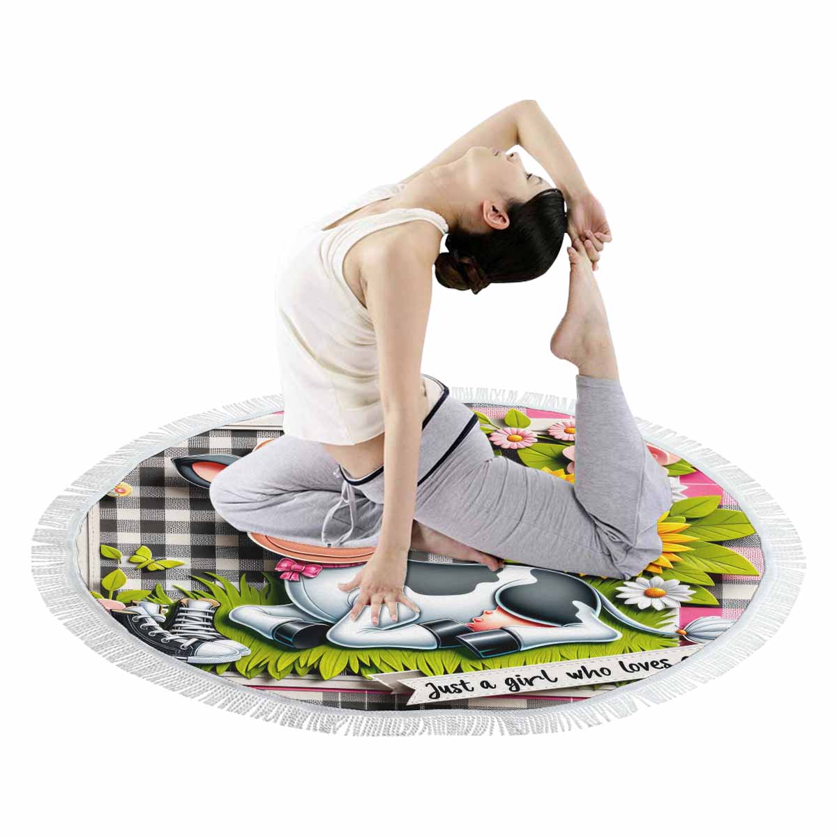 Just a Girl Who Loves Cows Awd351118 Circular Beach Towel Shawl 59"