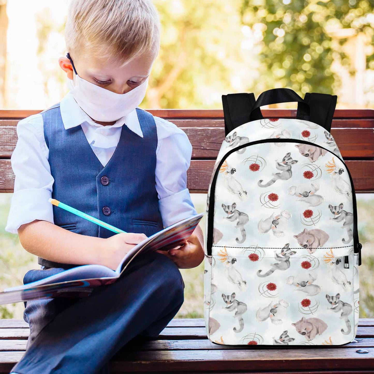 Australian Animals Koala, Sugar Glider, Wombat Adult Casual Backpack