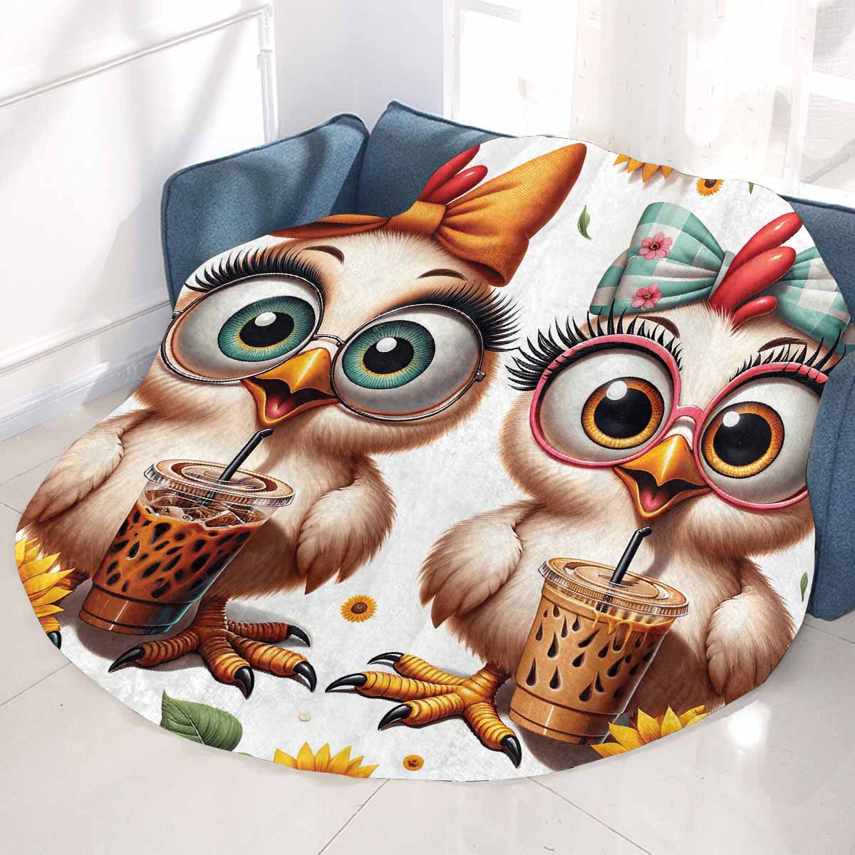 Chickens_Awd35167 Circular Micro Fleece Blanket 47"