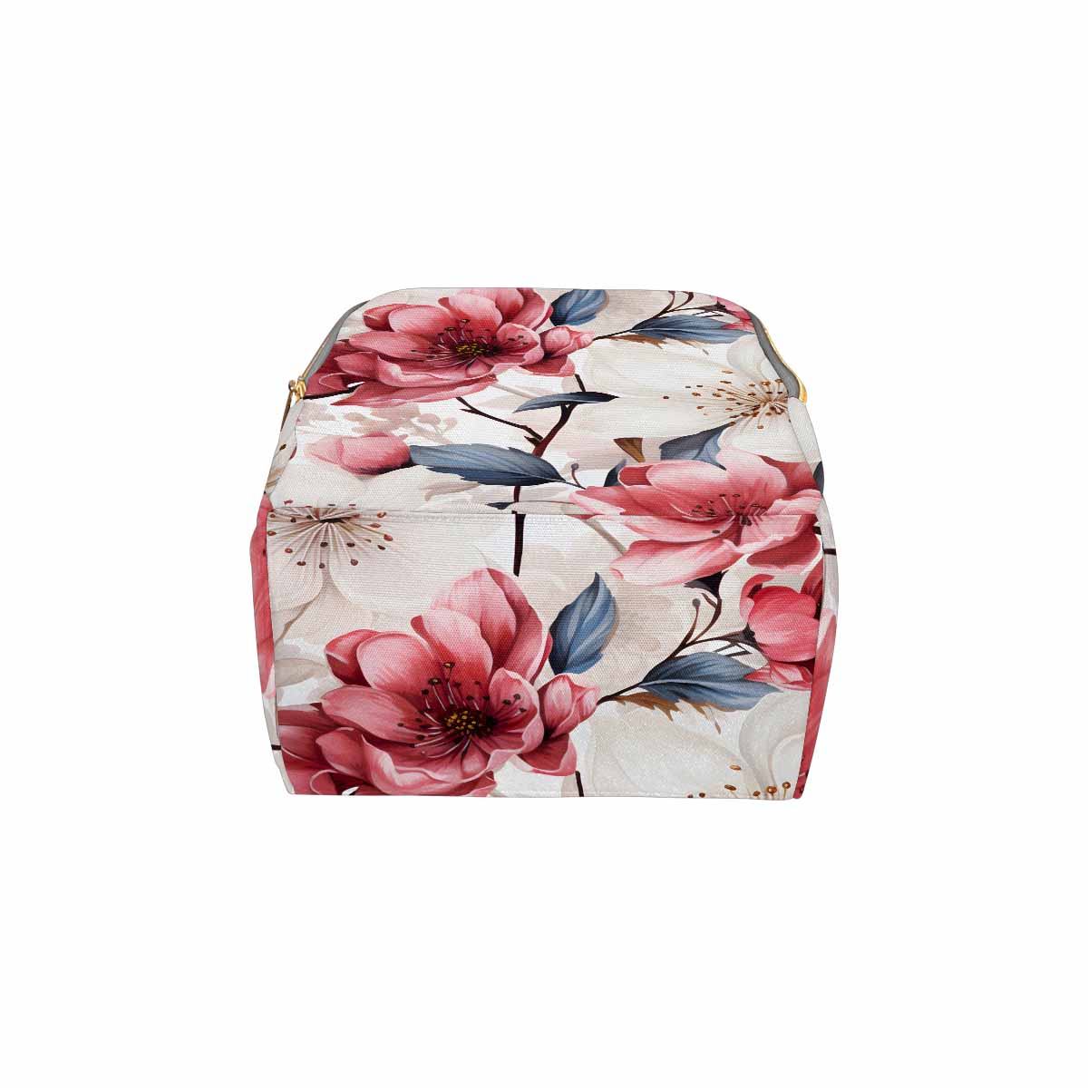 Pink Floral Small Print Diaper Bag Backpack