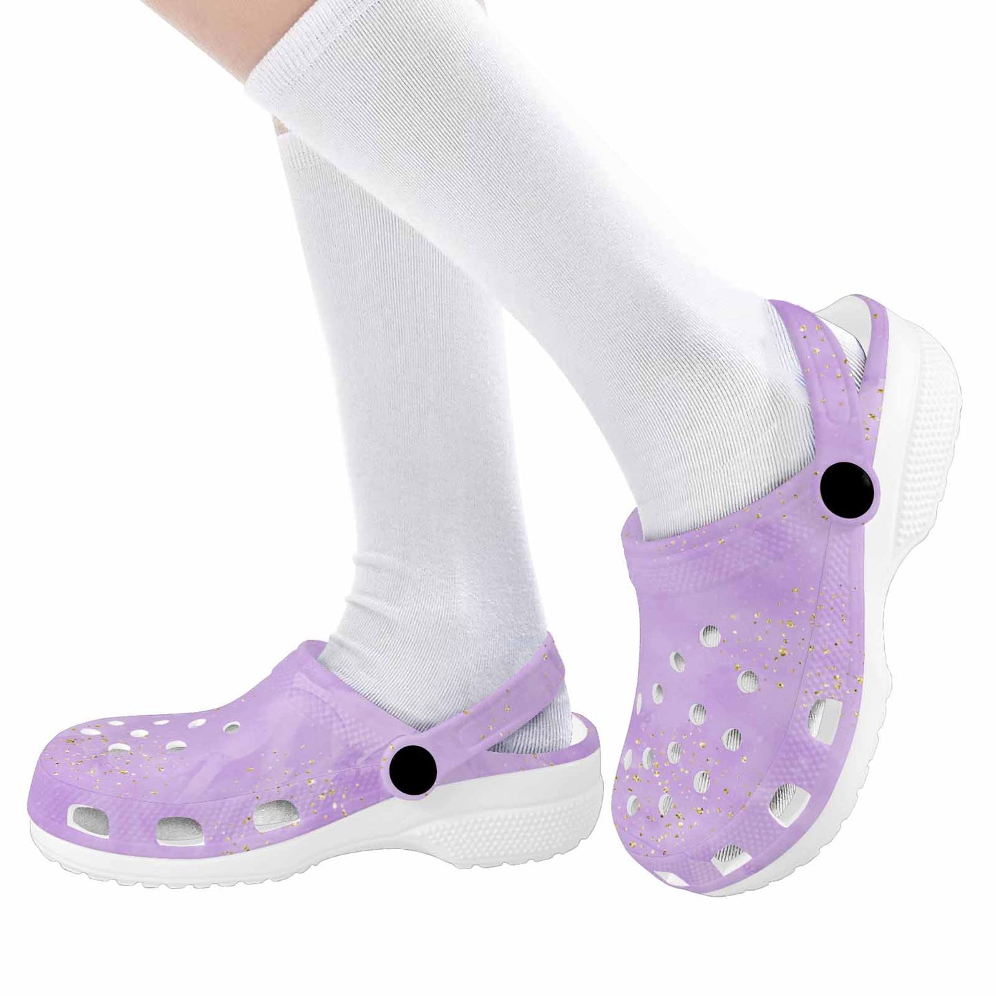 Purple Custom Print Kids Clogs