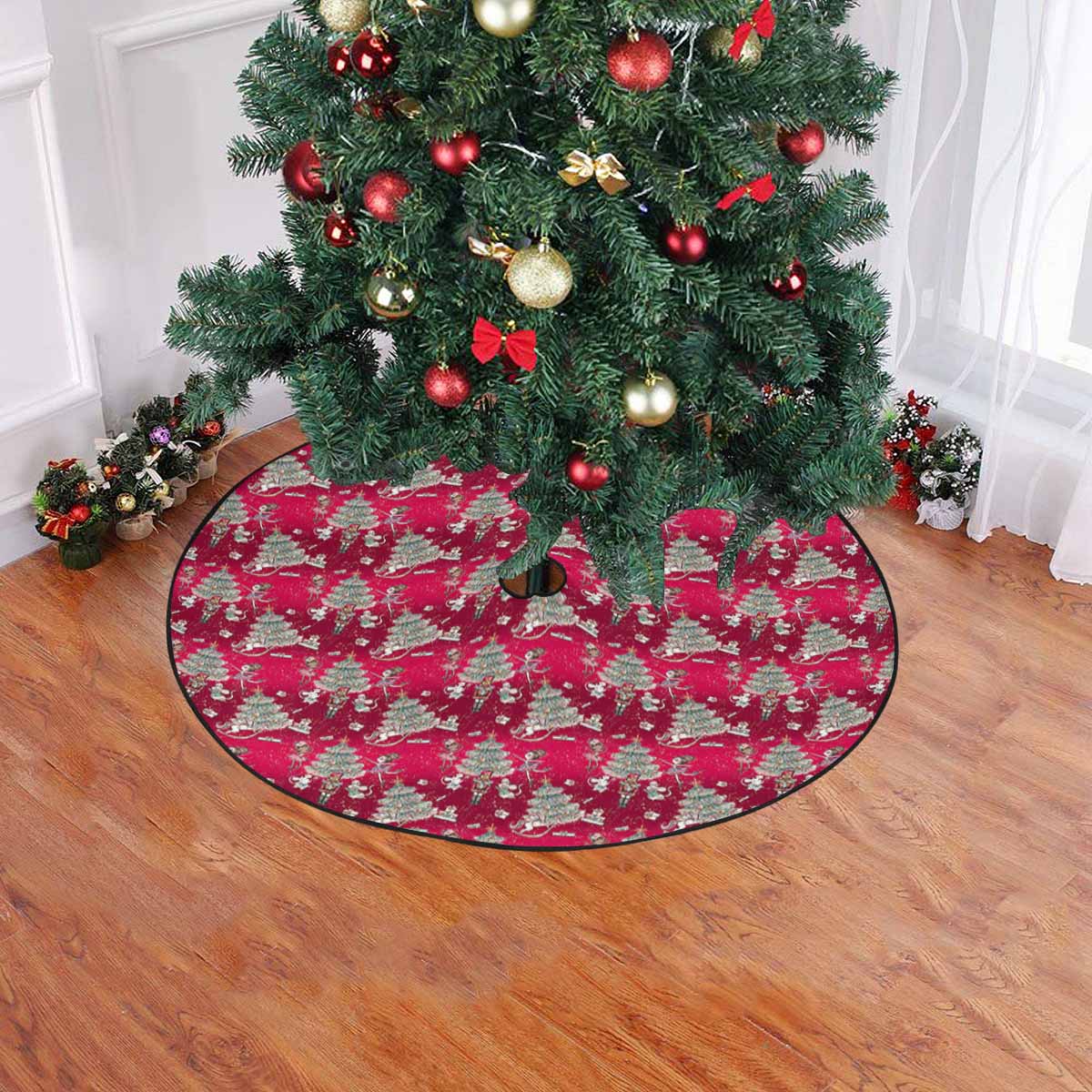 Red christmas 50 Christmas Tree Skirt