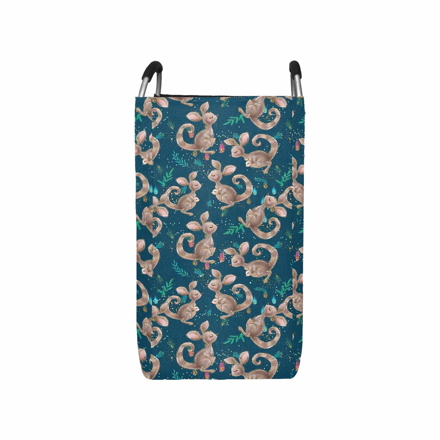 Australian Kangaroos Blue Square Laundry Basket