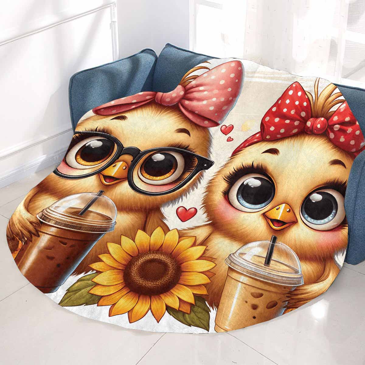 Chickens_Awd35176 Circular Micro Fleece Blanket 47"