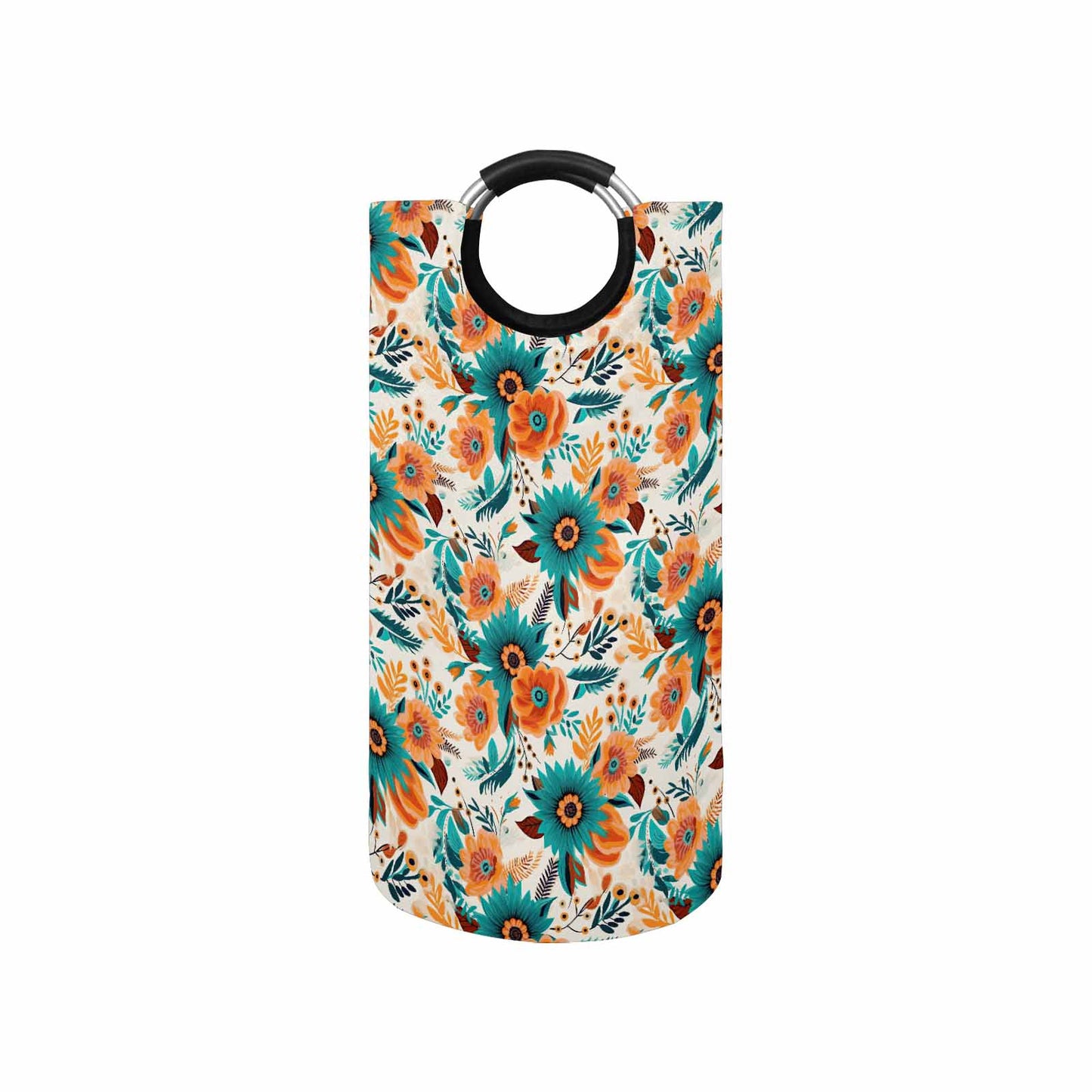 Boho Retro Floral Round Laundry Basket