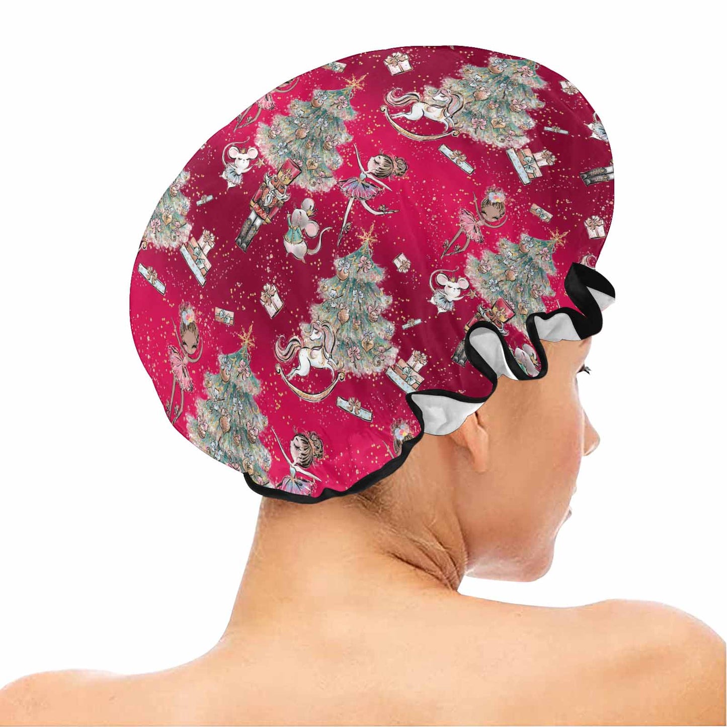 Red Christmas Shower Cap