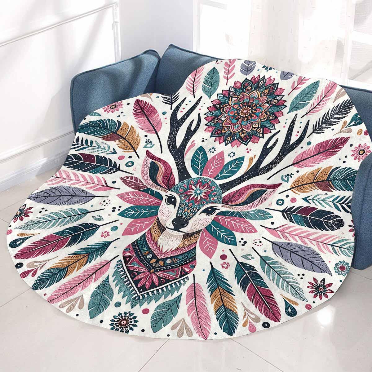 Mandella_Stag_Awd35145 Circular Micro Fleece Blanket 47"