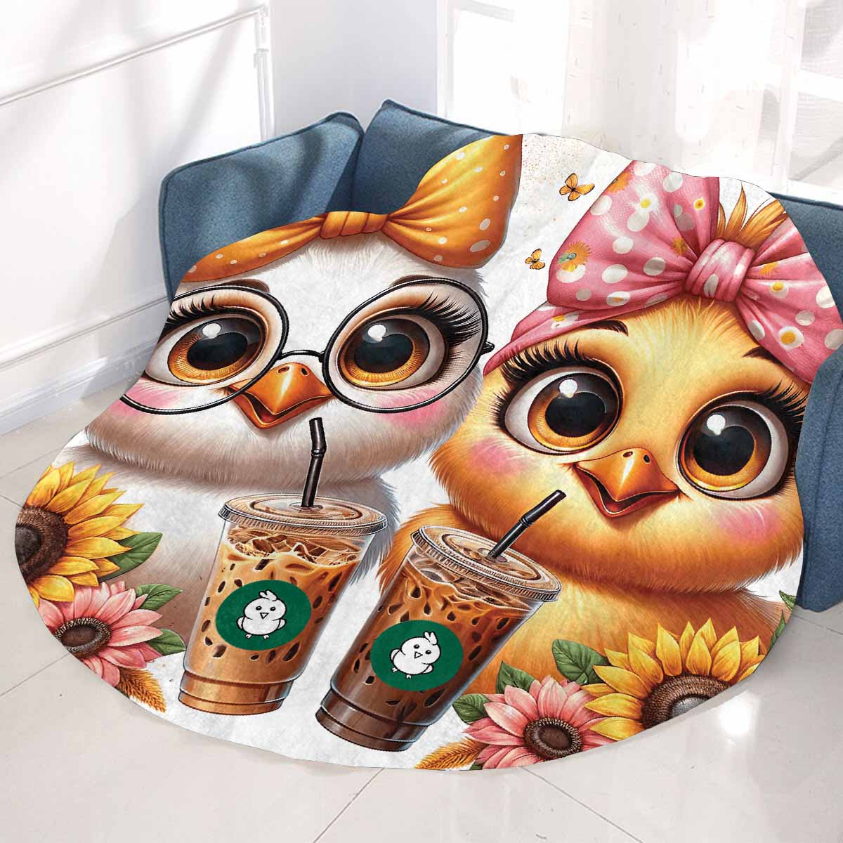 Chickens_Awd35180 Circular Micro Fleece Blanket 47"