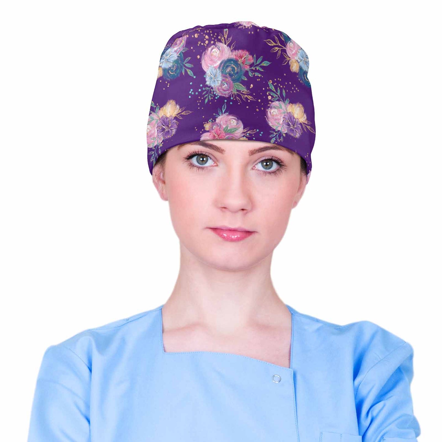 Purple Roses Scrub Cap