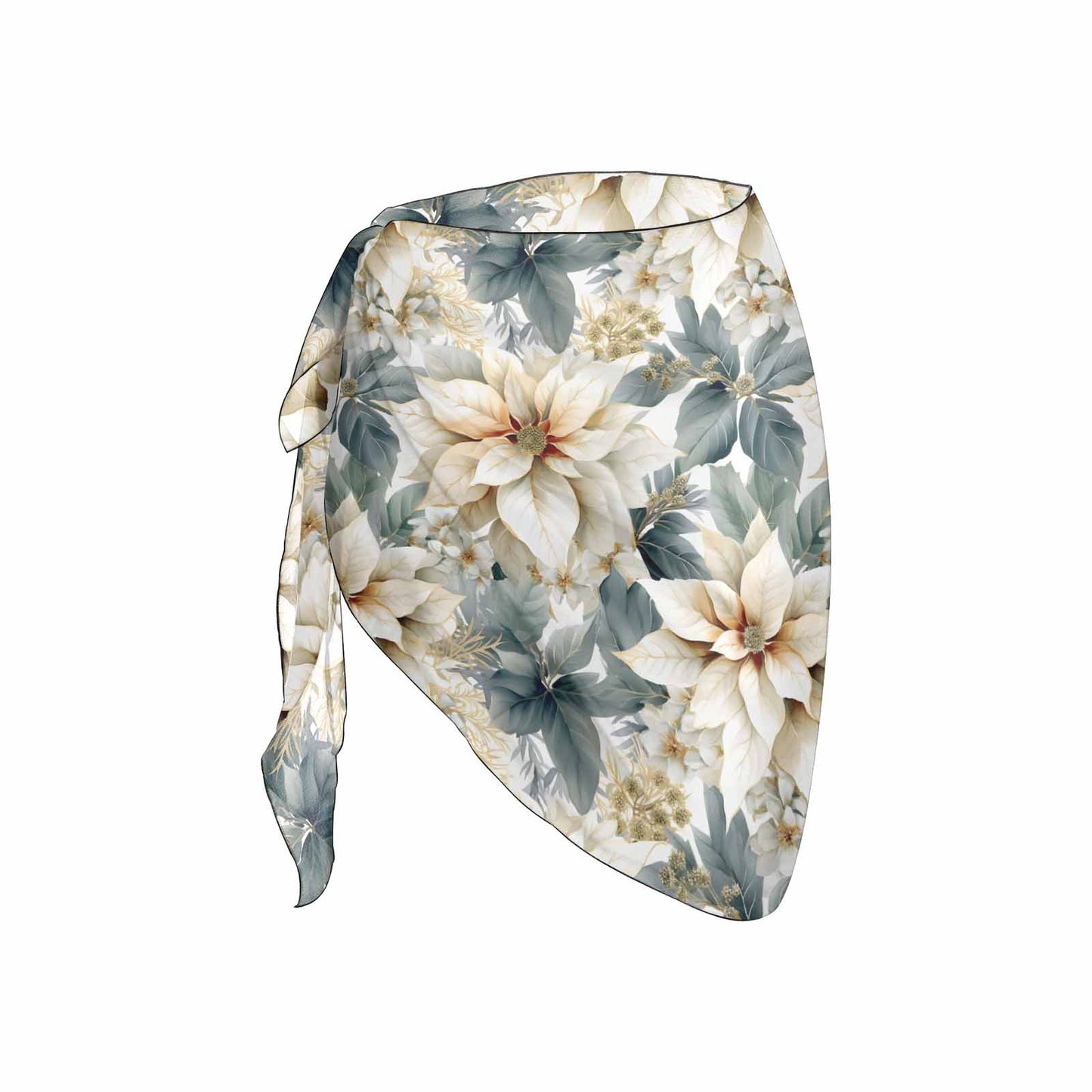Grey Poinsettia Women's Beach Sarong Wrap
