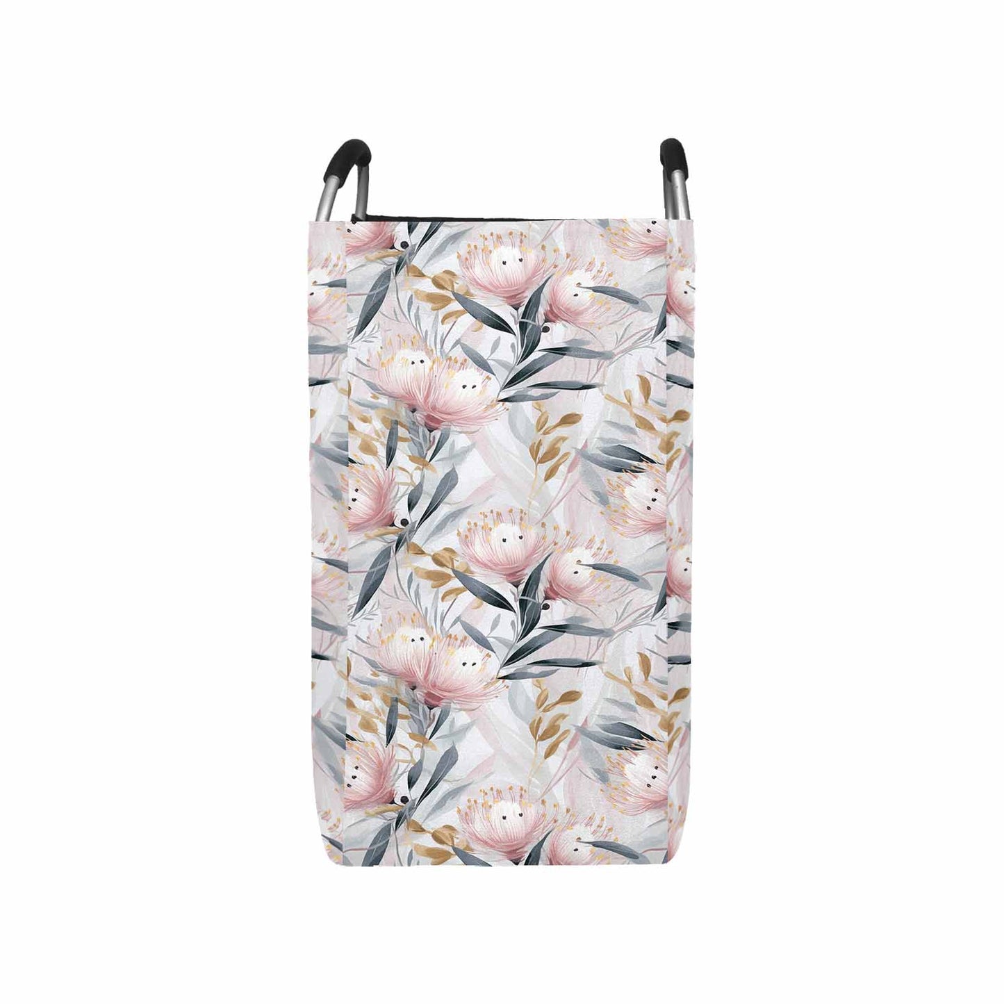 Australian Floral Pink & Grey Square Laundry Basket