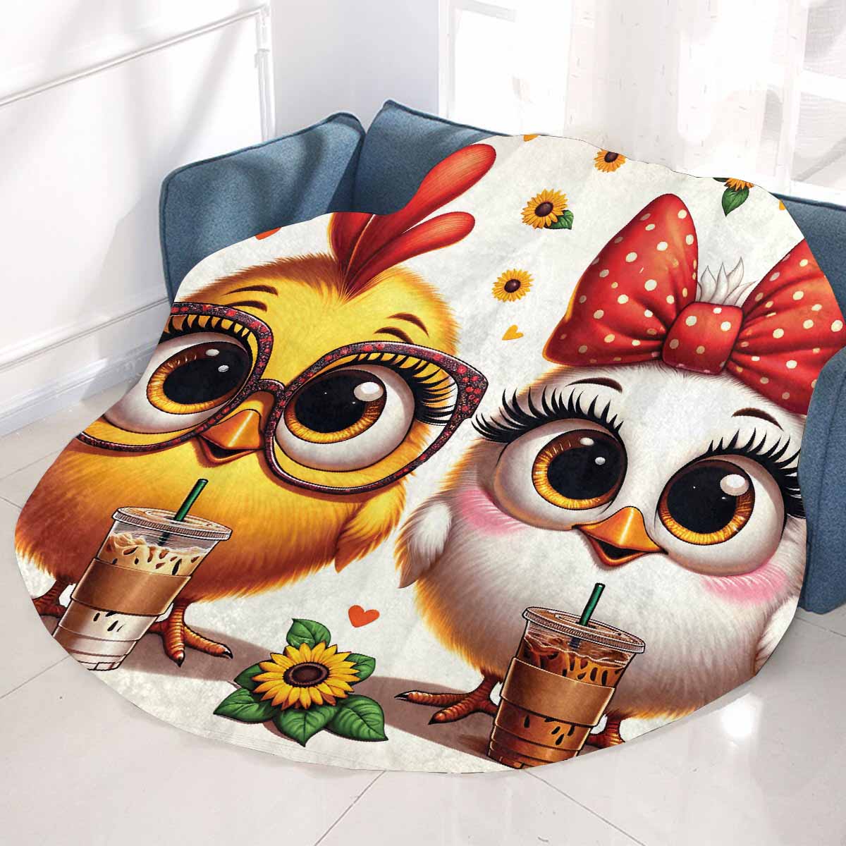 Chickens_Awd35171 Circular Micro Fleece Blanket 47"