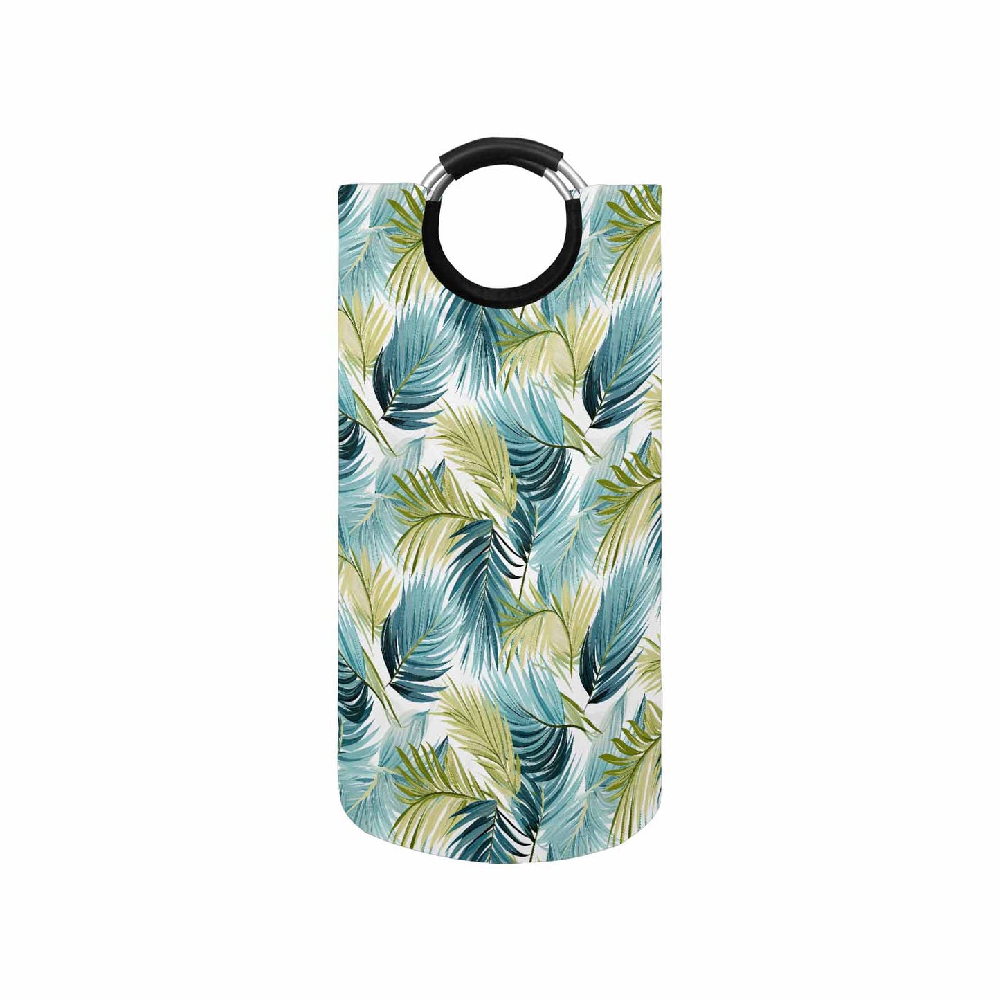 Palm Leaves Blue Greeen Round Laundry Basket