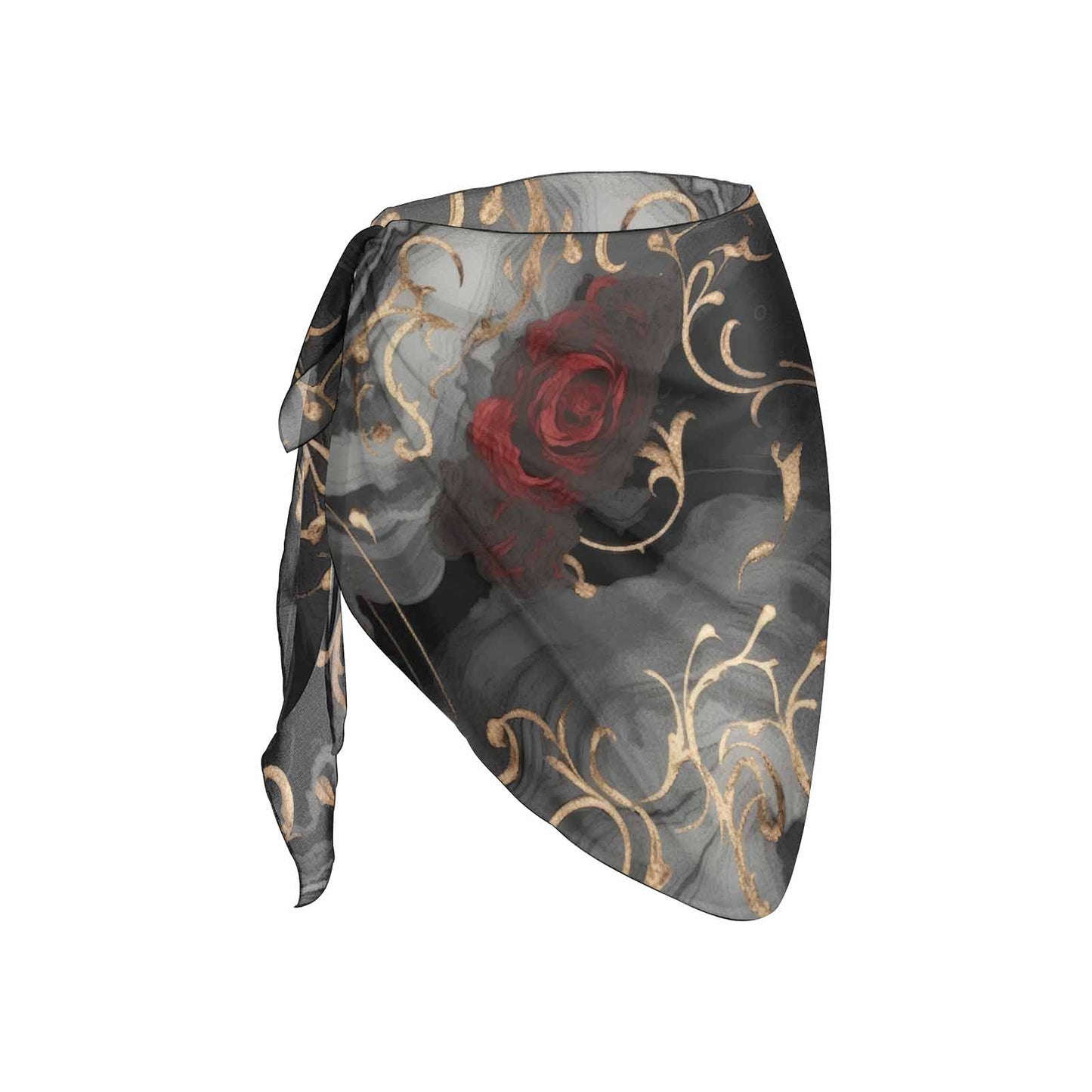Black and red roses Women's Beach Sarong Wrap