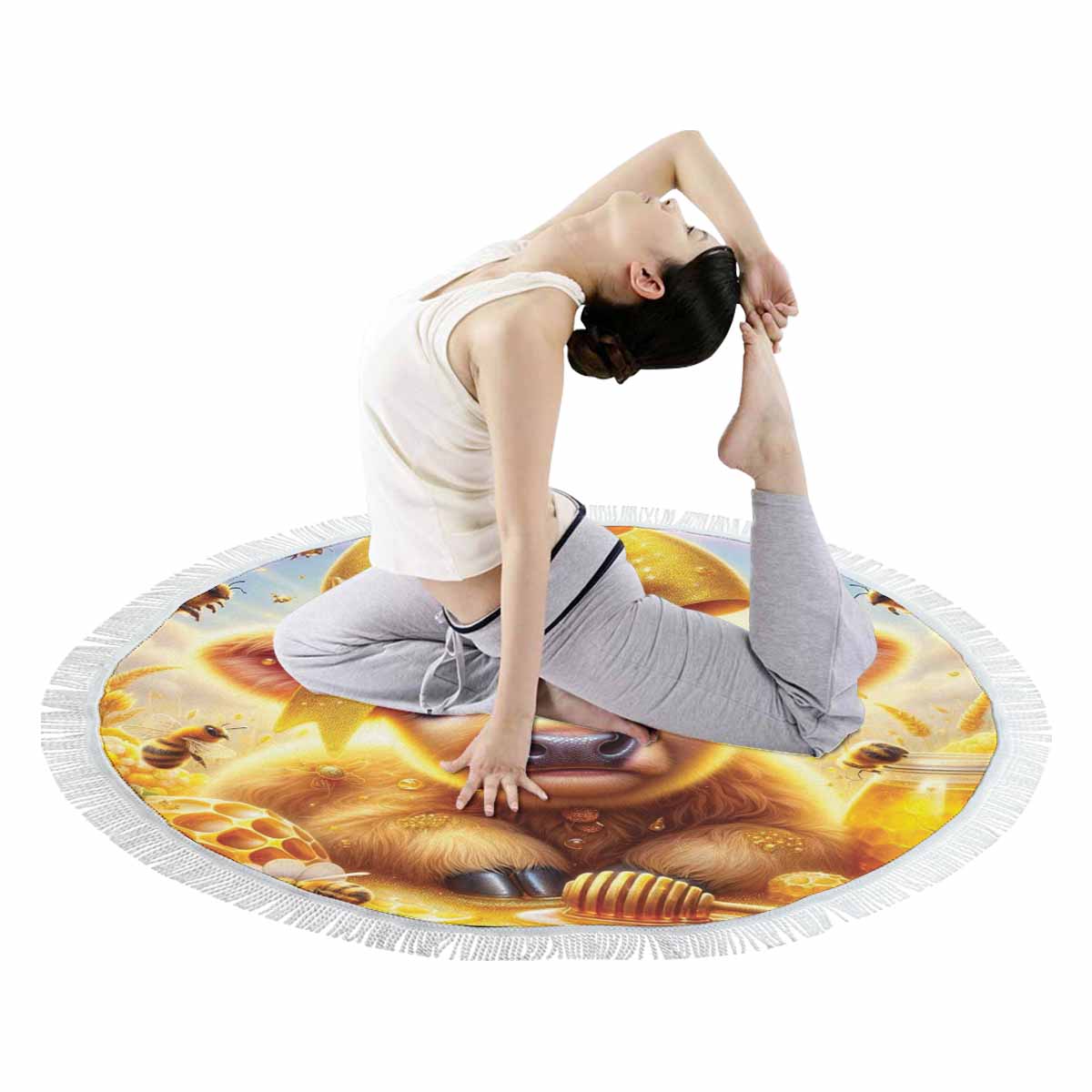 Higland Cow Awd1409 Circular Beach Towel Shawl 59"