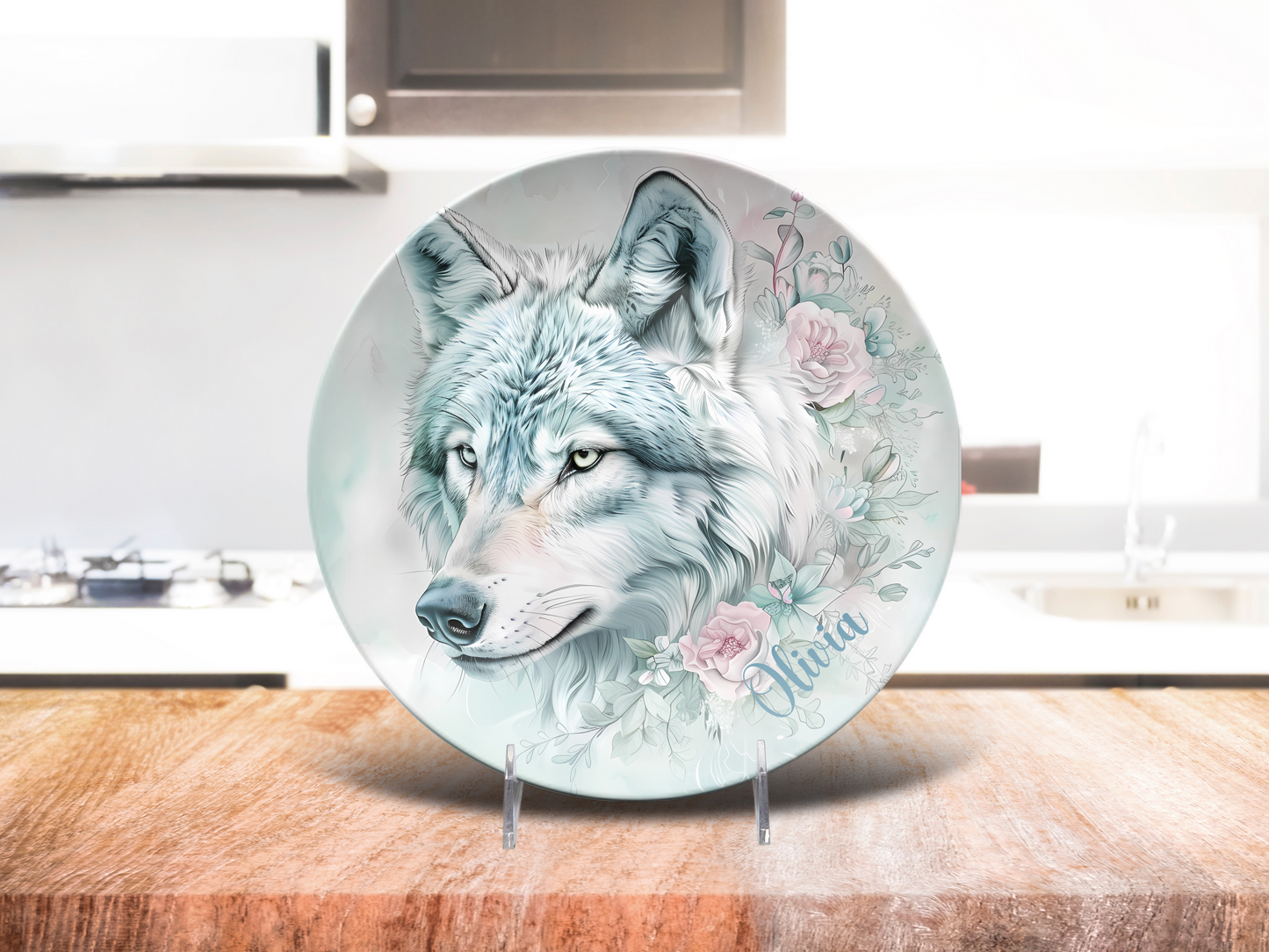 Personalised Winter Magic Wolf Plate