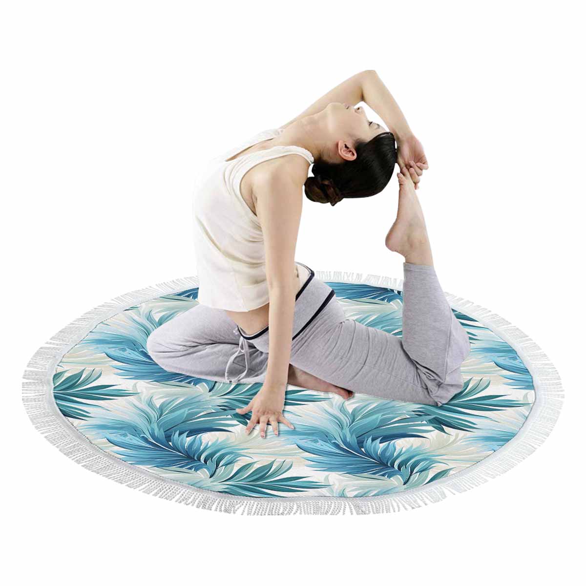 Blue Palms Circular Beach Towel Shawl 59"