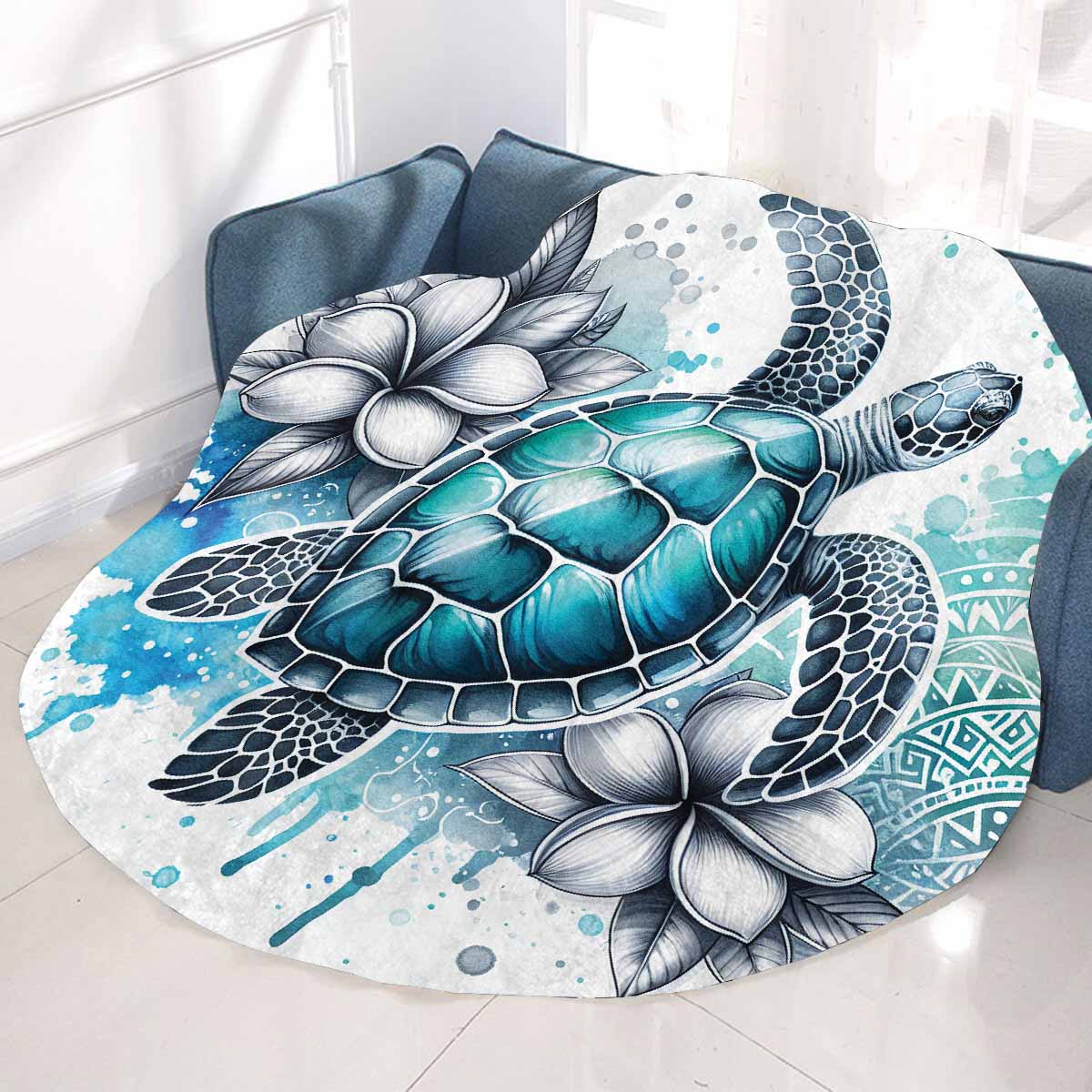 Turtle_Awd35195 Circular Micro Fleece Blanket 47"