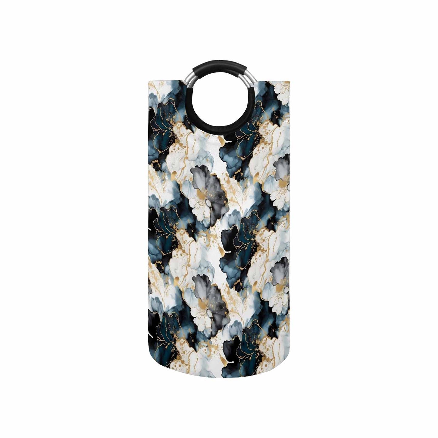 Black Ink Floral Round Laundry Basket