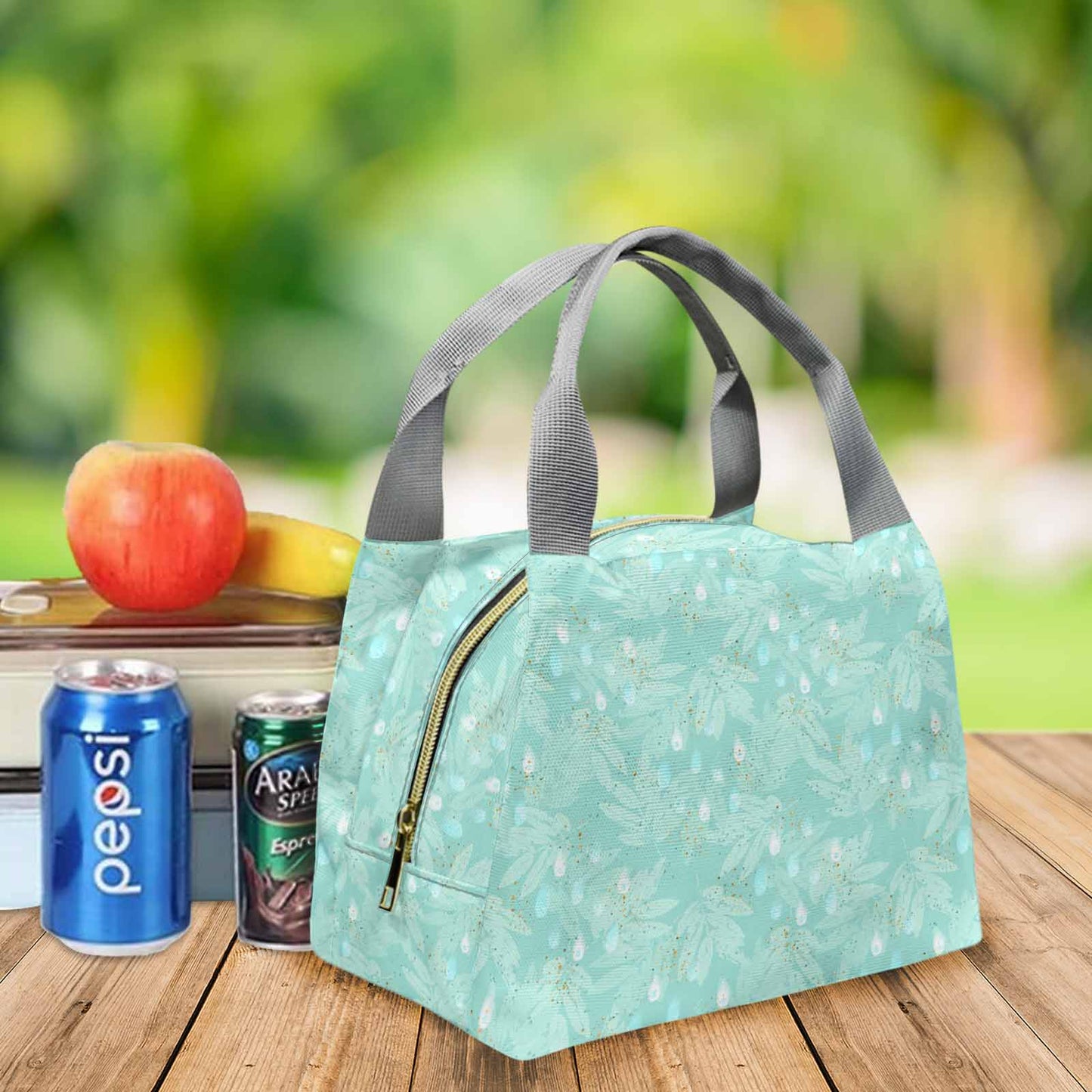 Australian Eucalyptus Portable Lunch Bag-Grey Handle