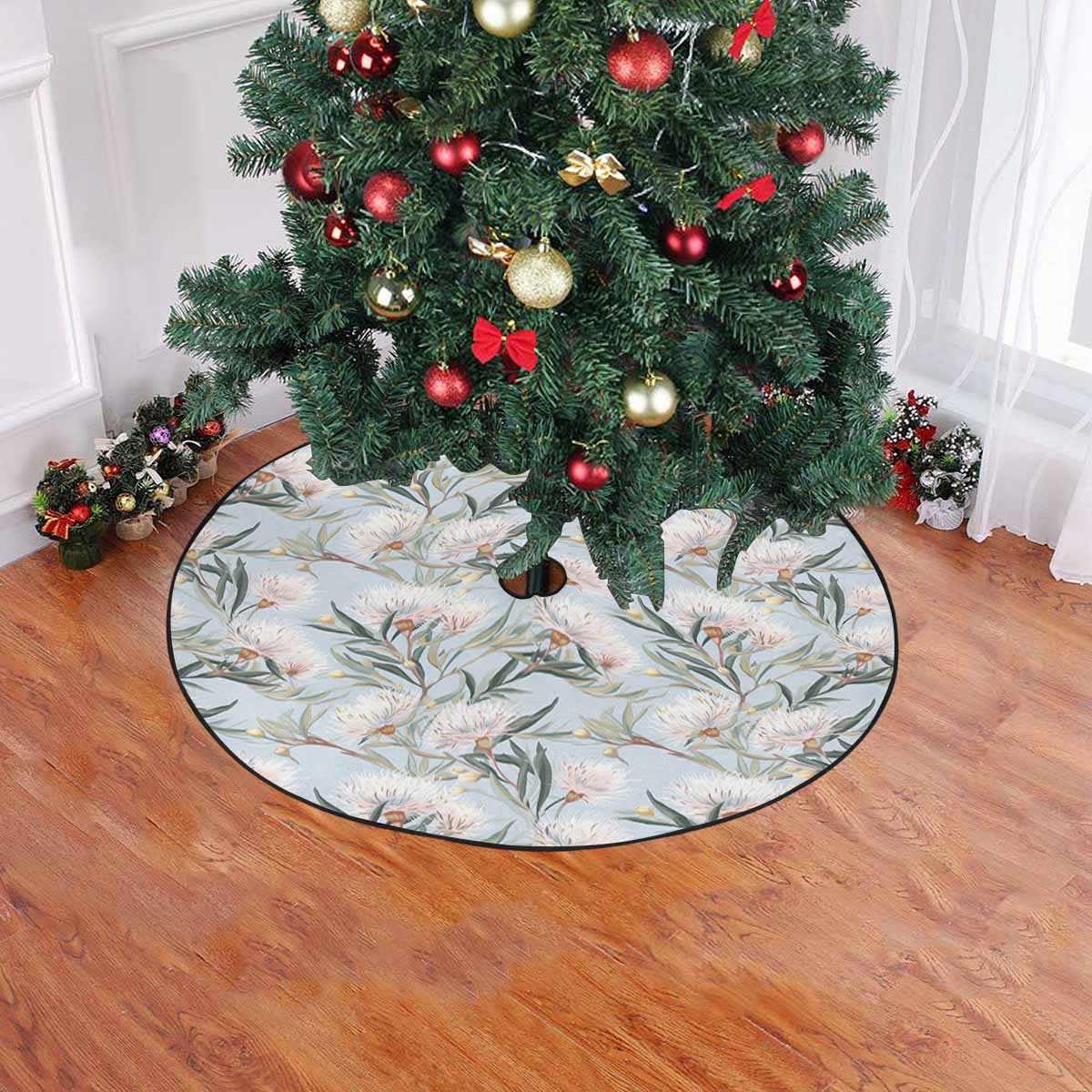 Australian Floral Blue Christmas Tree Skirt