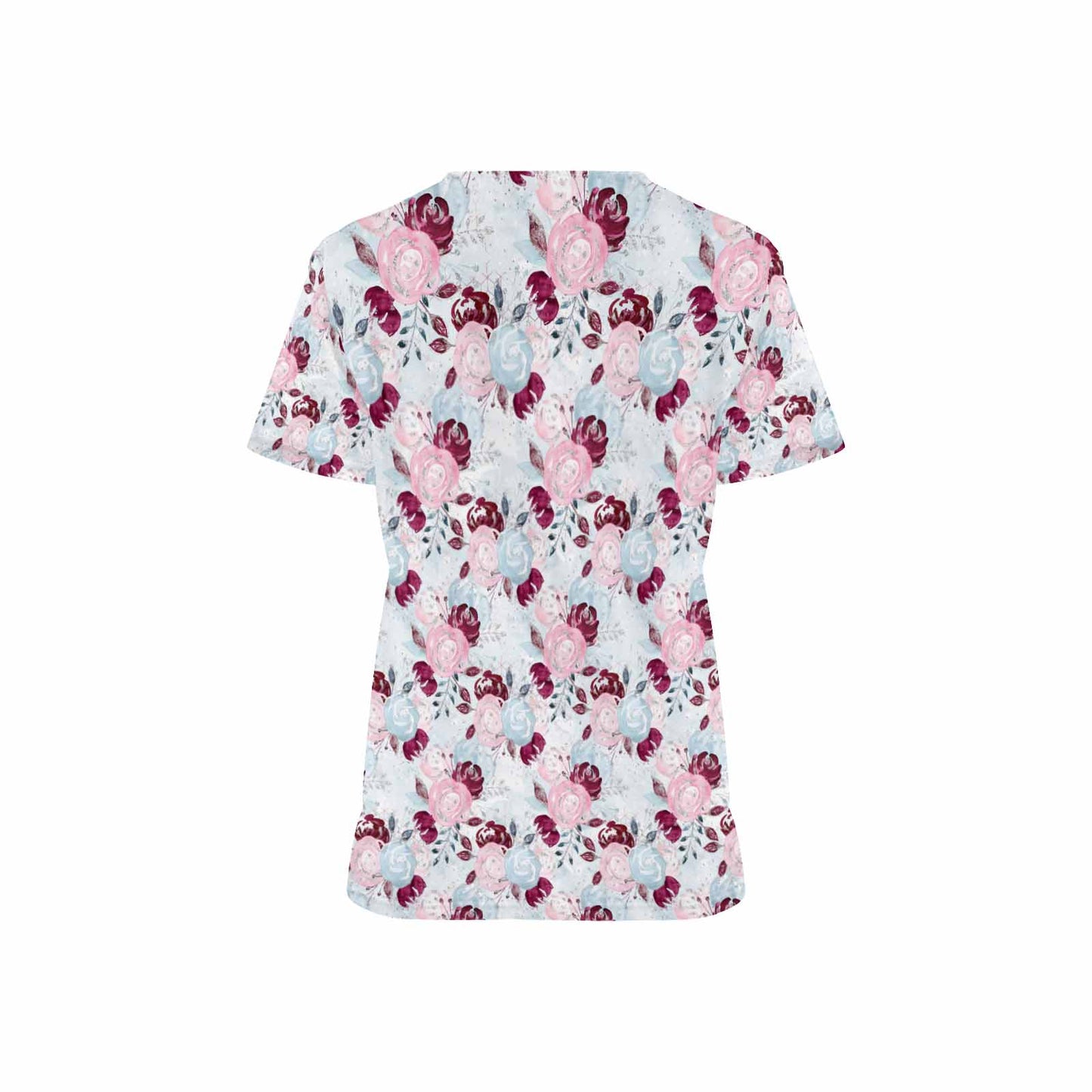 Blue Roses Women's V Neck Scrub Top Nurse Uniform with Deep Front Pockets