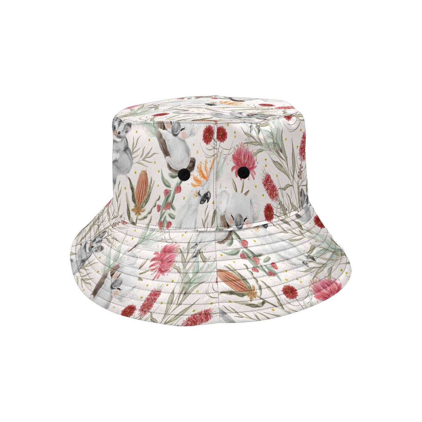Australian Animals, Koala Cockatoo and Sugar Glider Unisex Summer Single-Layer Bucket Hat
