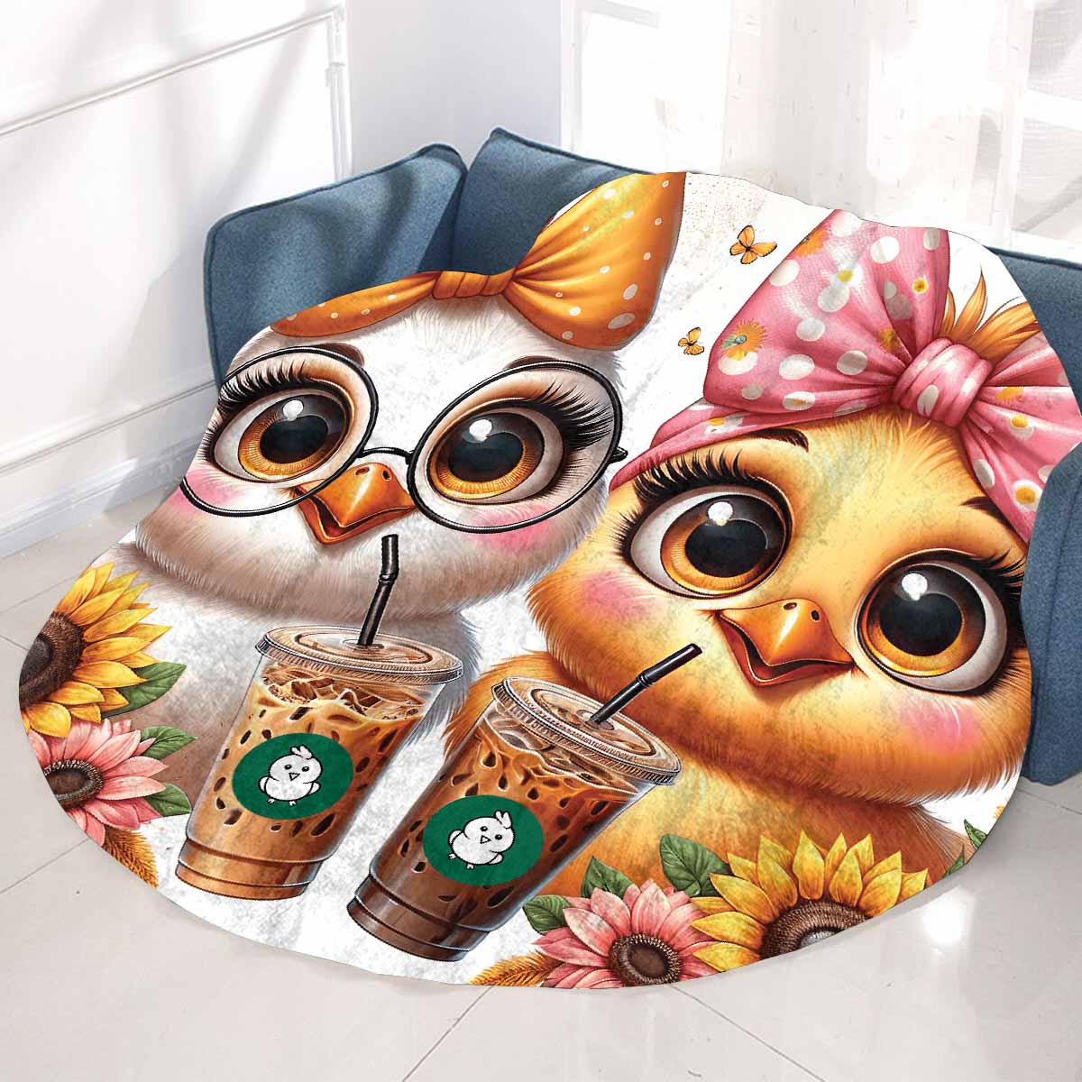 Chickens_Awd35180 Circular Micro Fleece Blanket 60"