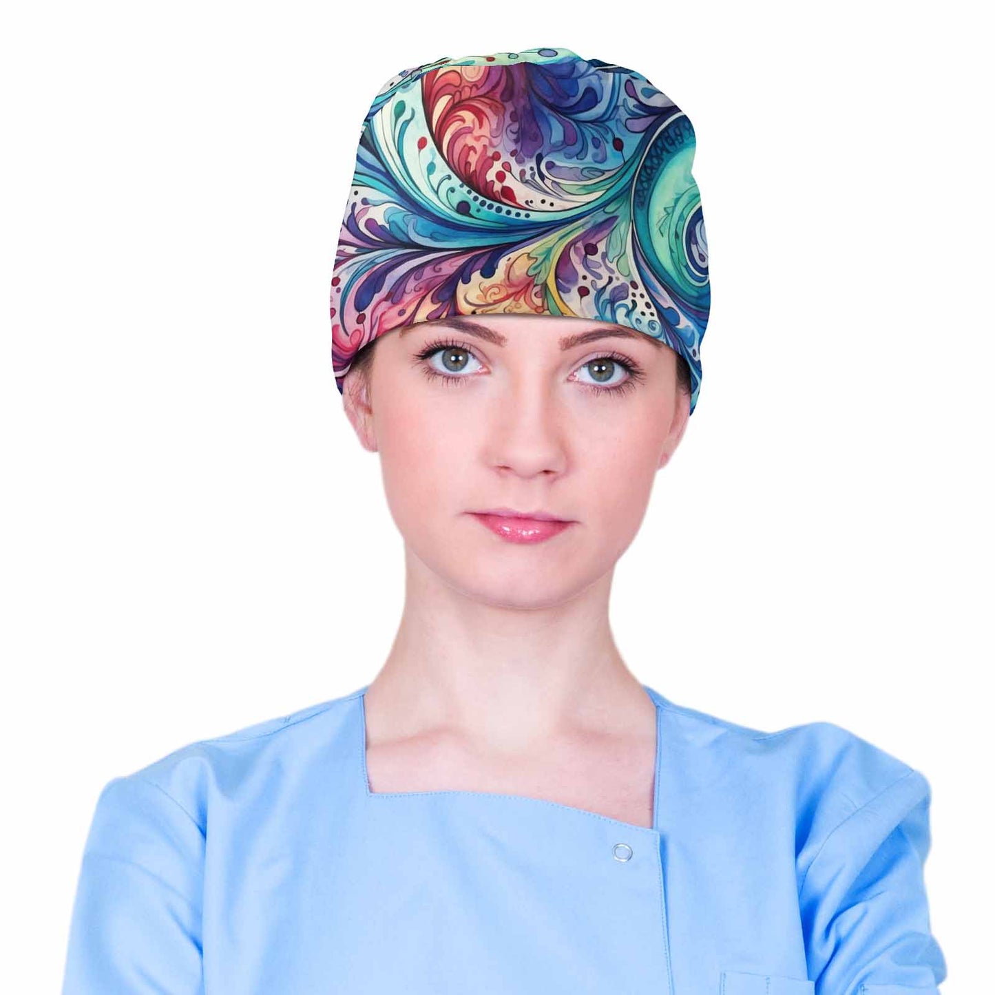 Rainbow Paisley Scrub Cap