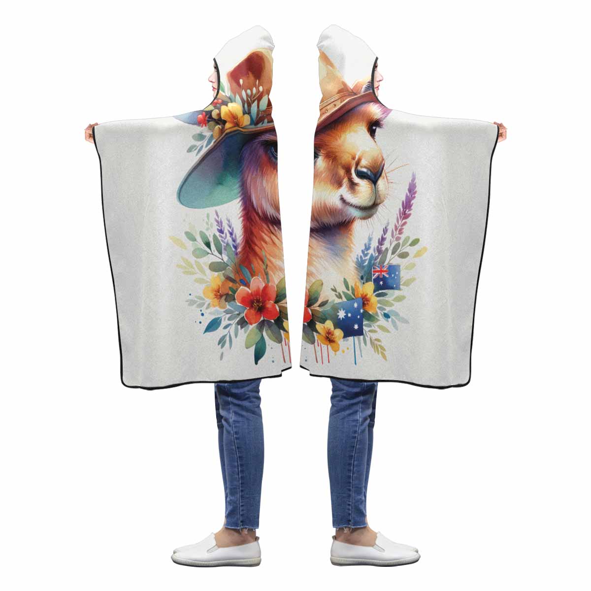 Australian Animal Kangaroo Awd1315 Hooded Blanket 50"x40"