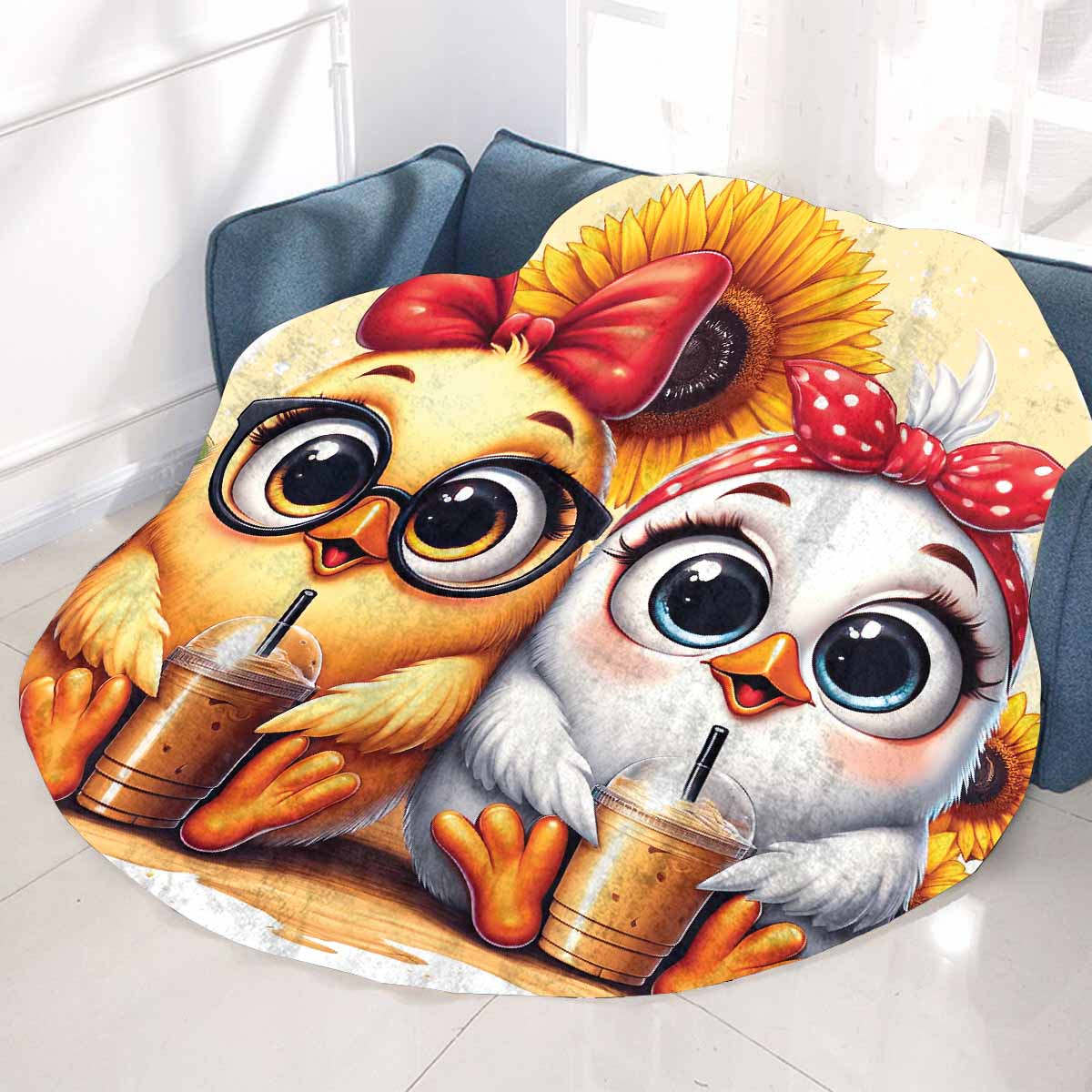Chickens_Awd35174 Circular Micro Fleece Blanket 60"
