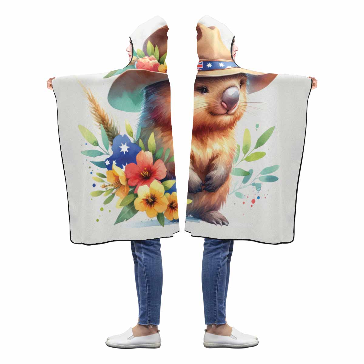 Australian Animal Wombat Awd1323 Hooded Blanket 60"x50"