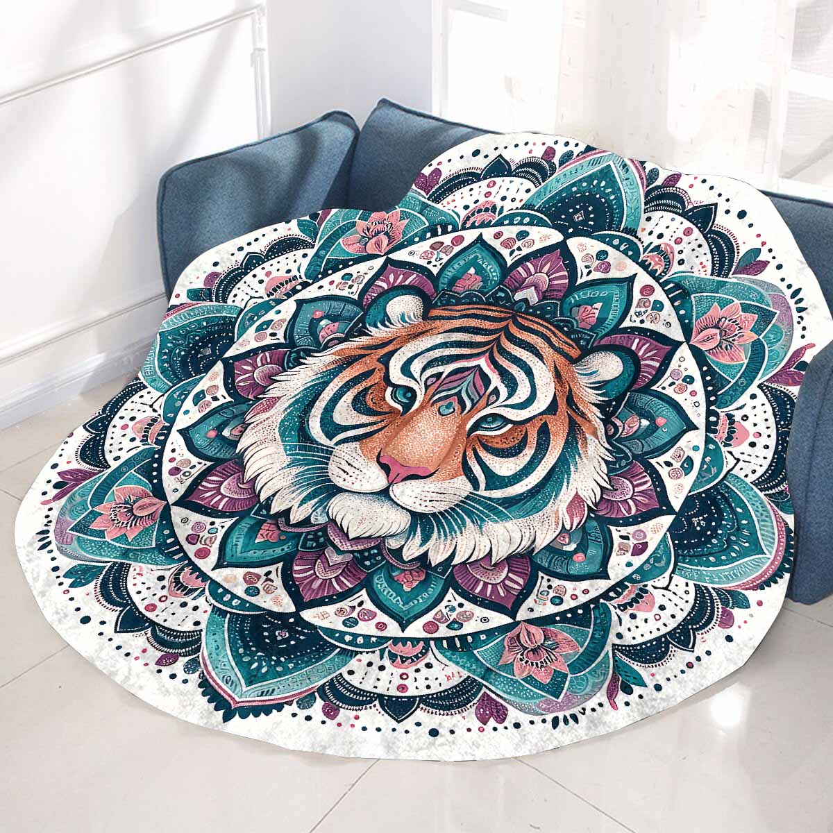 Mandella_Tiger_Awd35141 Circular Micro Fleece Blanket 60"