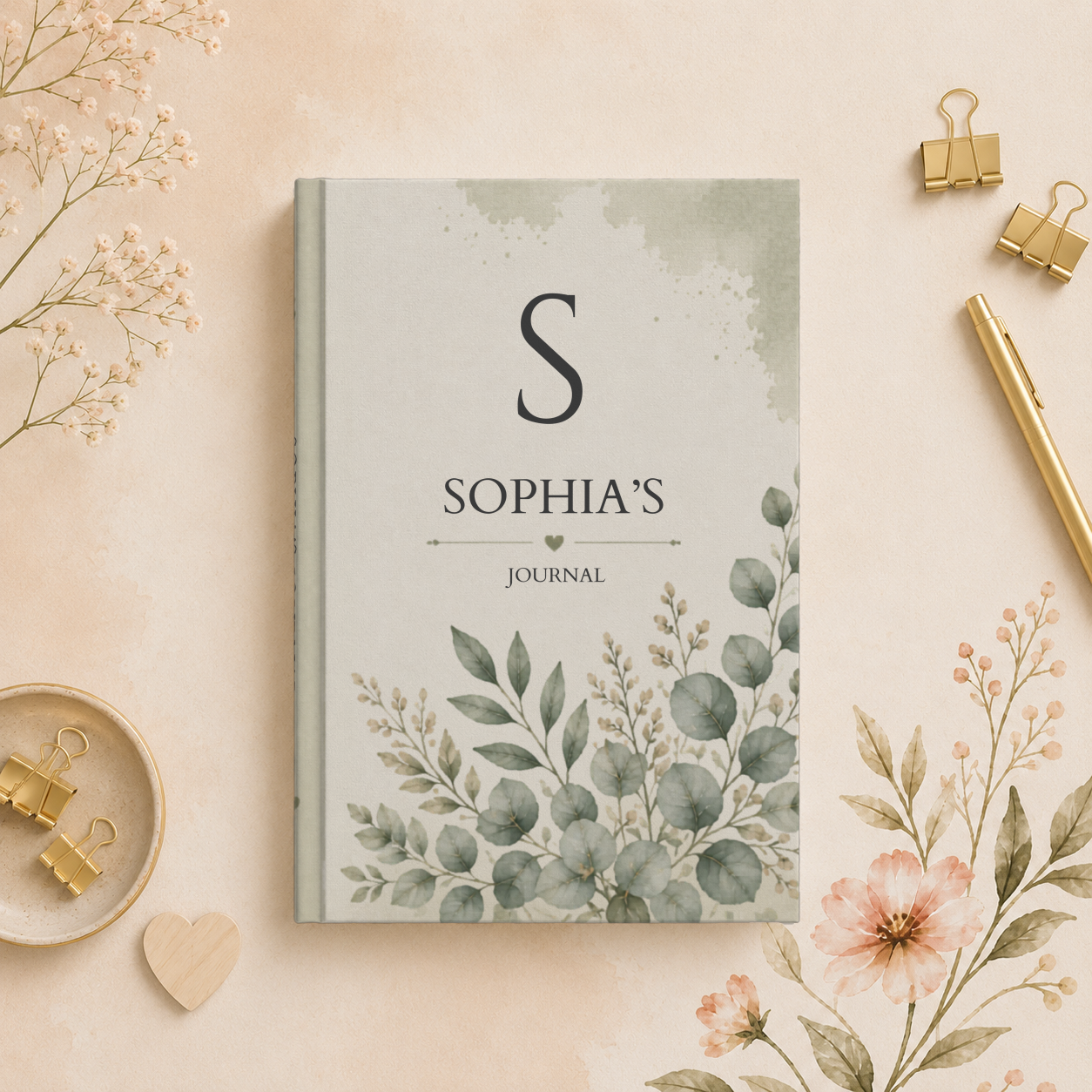 Personalized Hardcover Journal, Custom Journals with Initial, Elegant Floral Notebook, Personalized Gift for Writers, Unique Stationery
