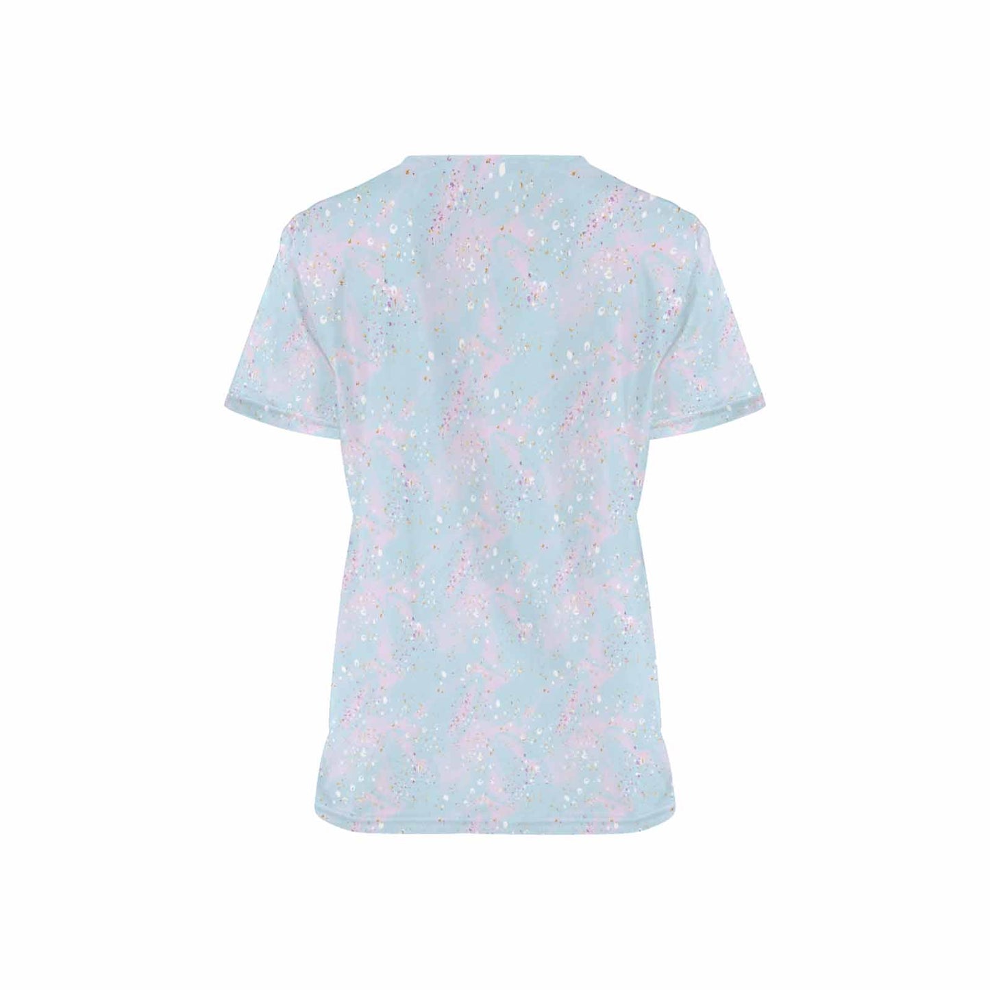 Blue Splashes Women's V Neck Scrub Top Nurse Uniform with Deep Front Pockets