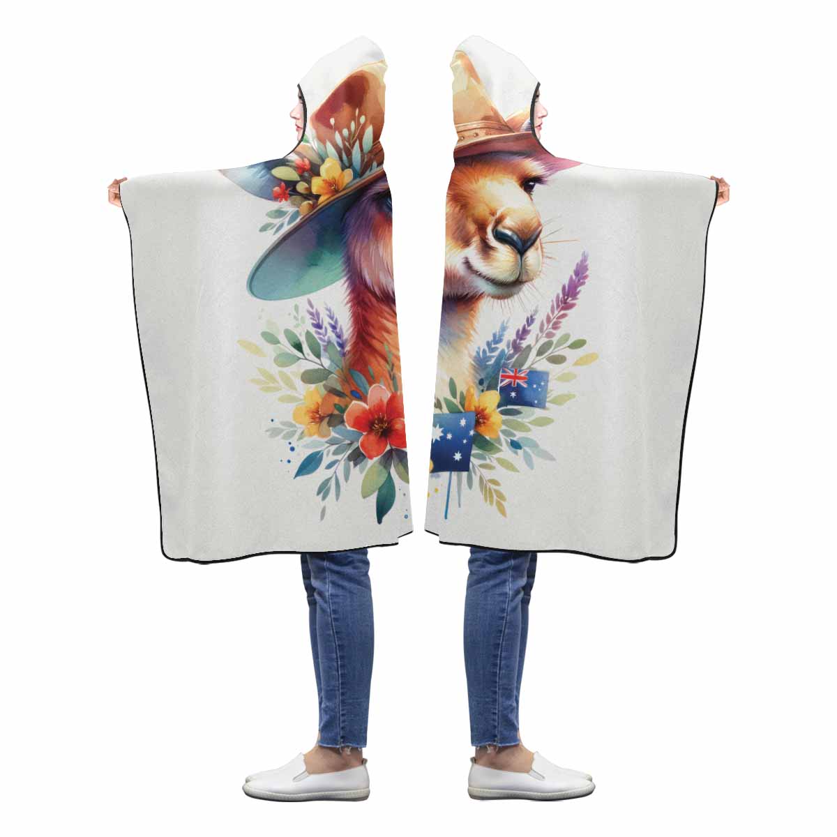 Australian Animal Kangaroo Awd1315 Hooded Blanket 60"x50"