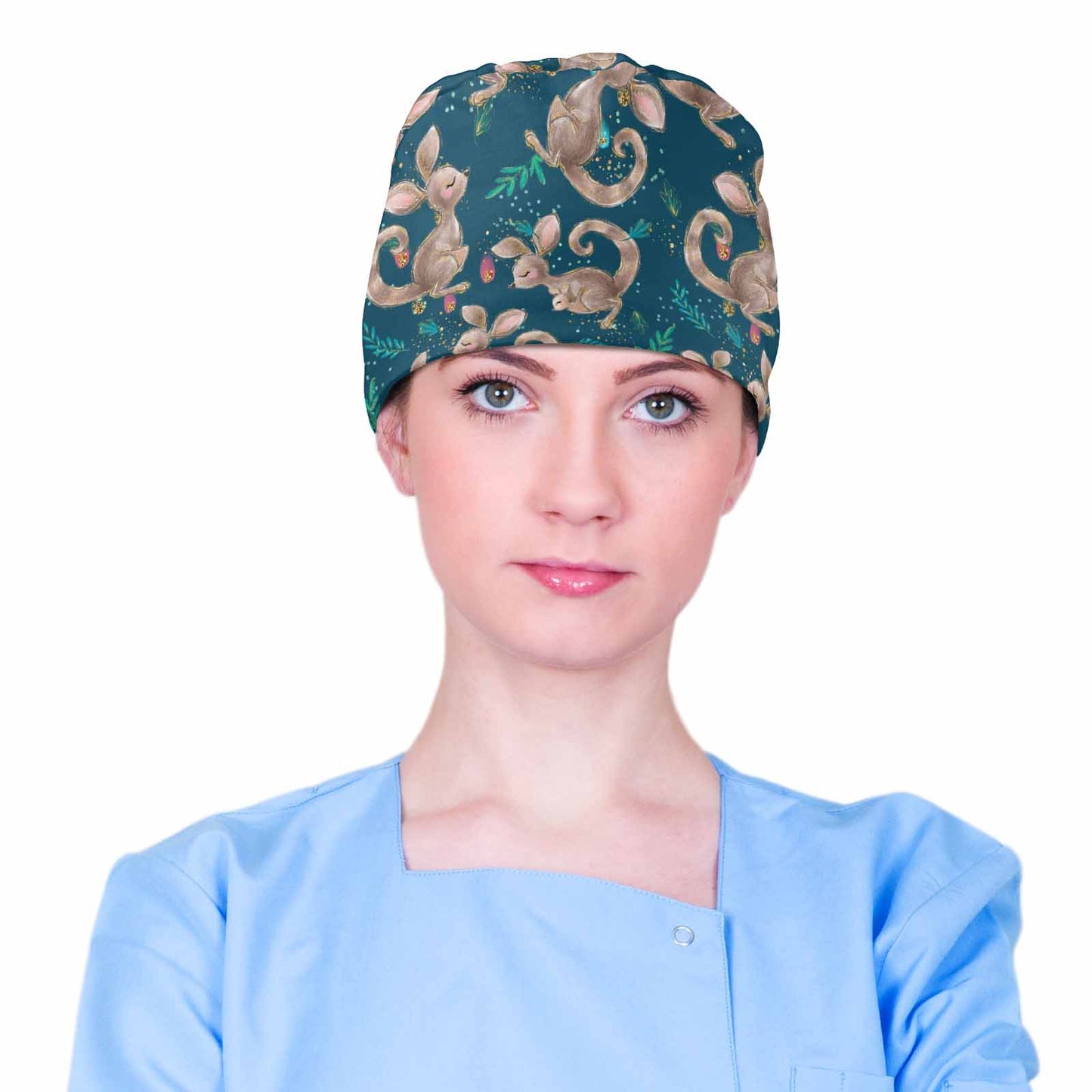 Nurse Scrub Cap Australian Kangaroos Blue Scrub Cap