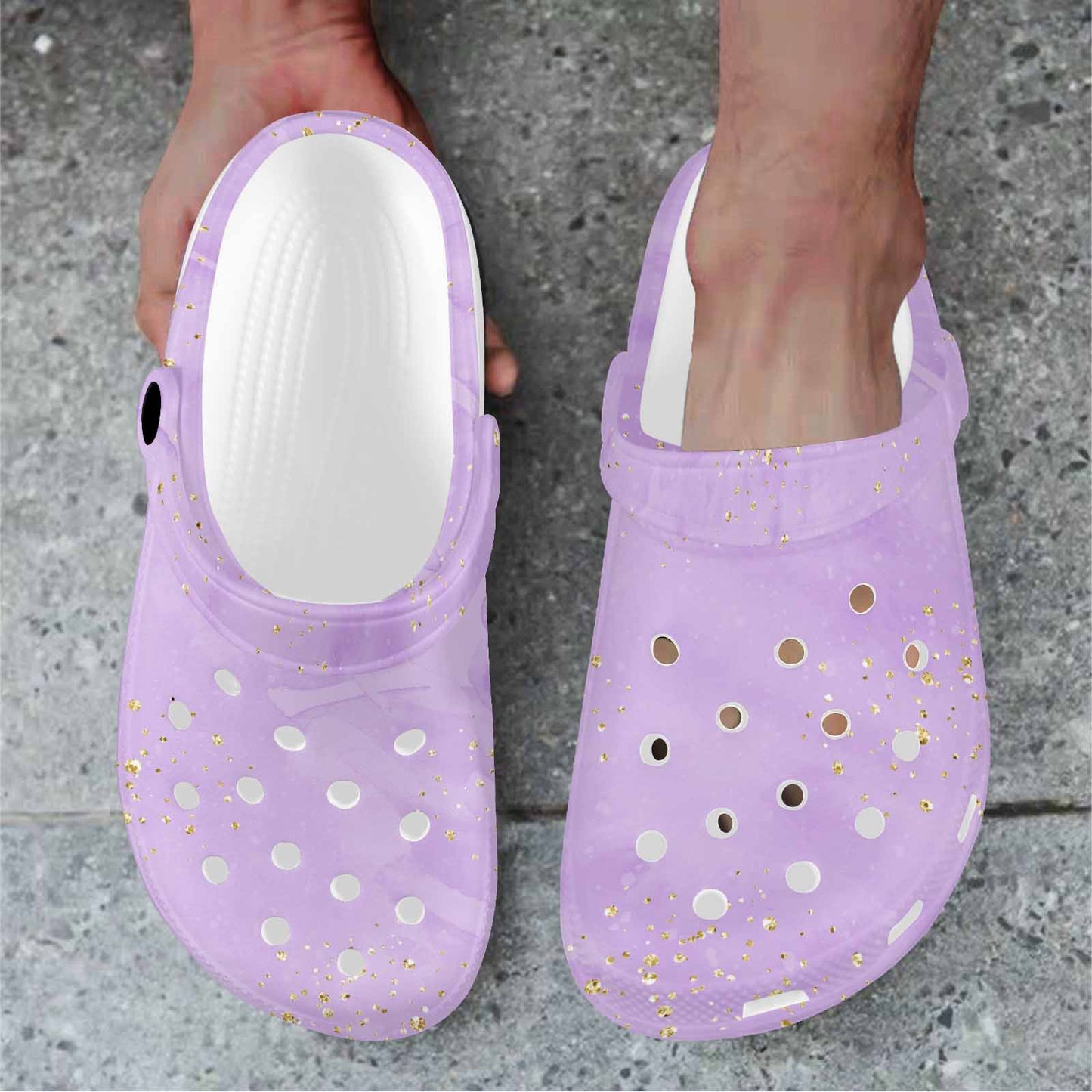 Purple Custom Print Adults Clogs