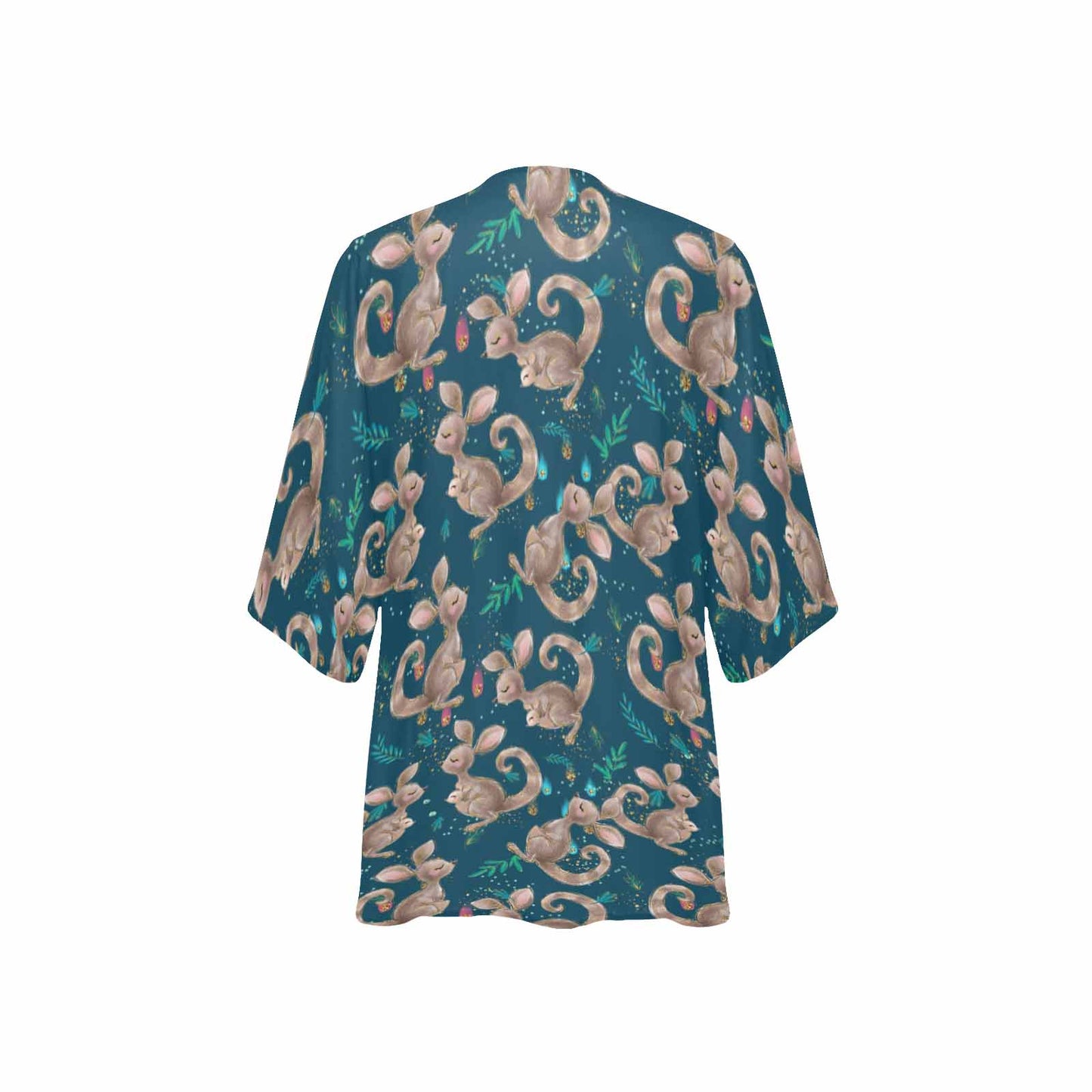 Australian Kangaroos Blue GP Women's Kimono Chiffon Cover Up